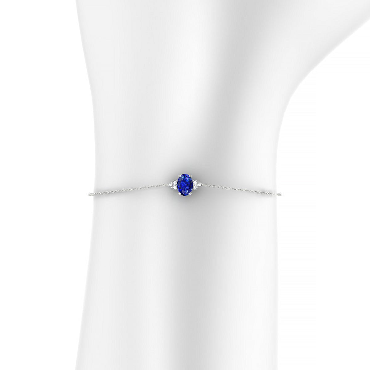 Mirage | 18k White Gold 7 x 5 mm Oval Sapphire Bracelet