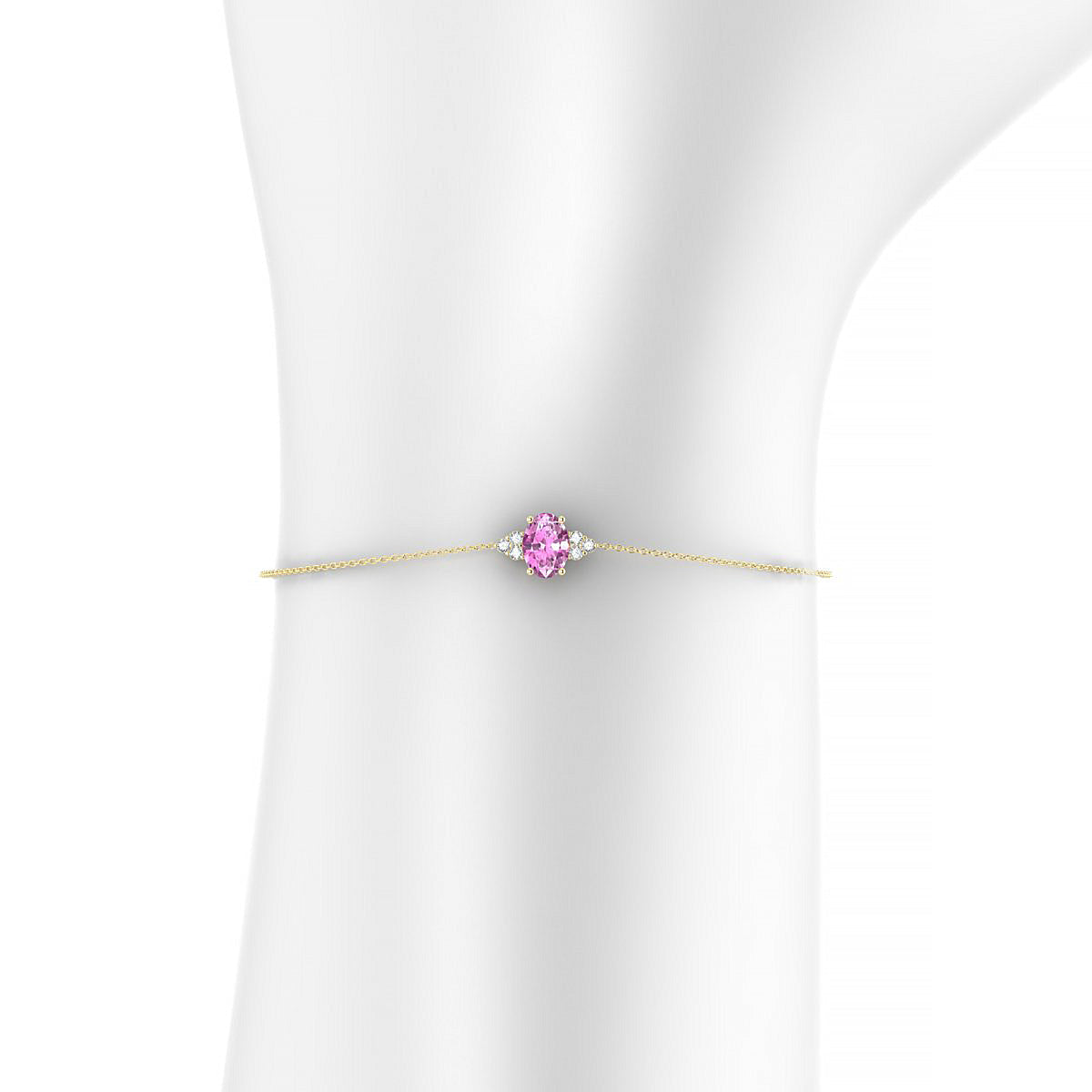 Mirage | 18k Yellow Gold 7 x 5 mm Oval Pink Sapphire Bracelet