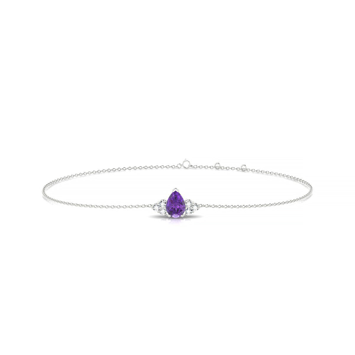 Mirage | 18k White Gold 6 x 4 mm Pear Amethyst Bracelet