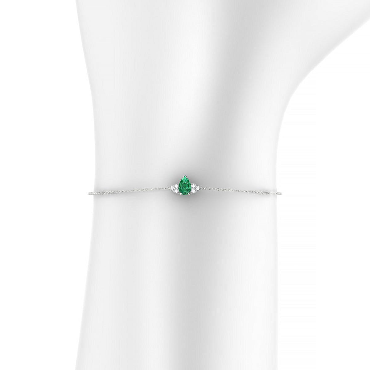 Mirage | 18k White Gold 6 x 4 mm Pear Emerald Bracelet