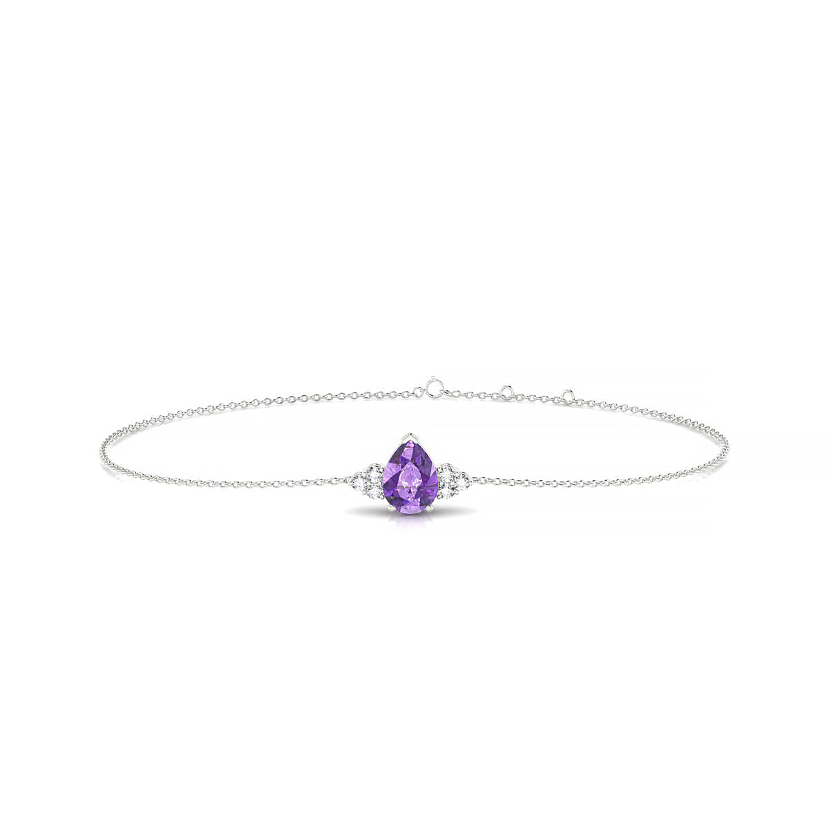 Mirage | 18k White Gold 7 x 5 mm Pear Amethyst Bracelet