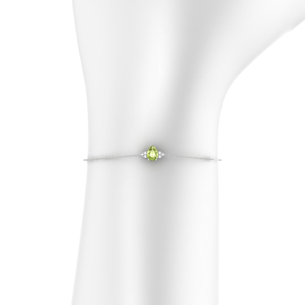 Mirage | 18k White Gold 7 x 5 mm Pear Peridot Bracelet