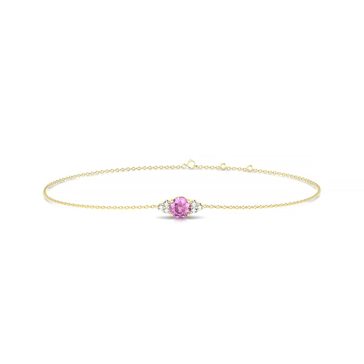 Mirage | 18k Yellow Gold 4.5 mm Round Pink Sapphire Bracelet