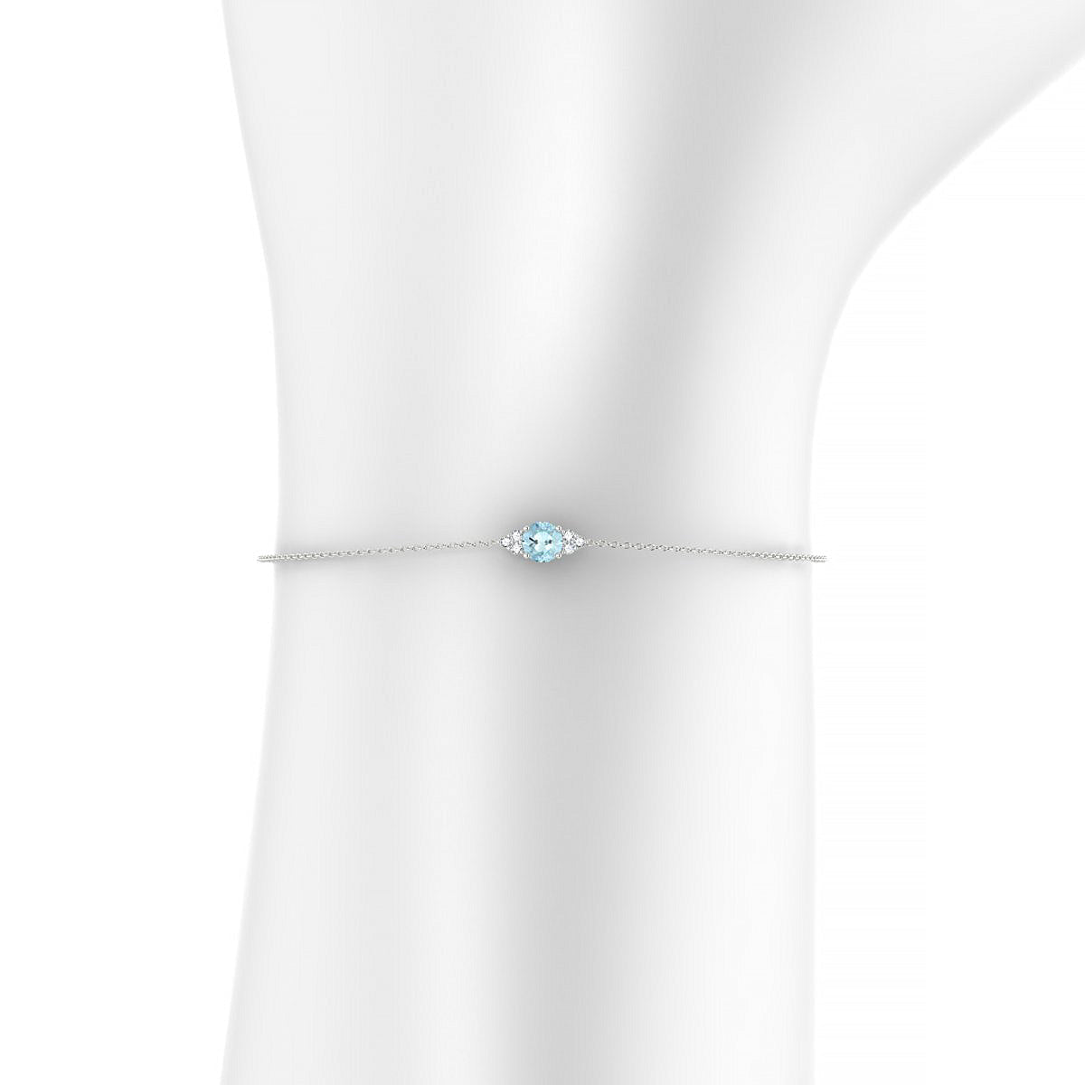 Mirage | 18k White Gold 4.5 mm Round Aquamarine Bracelet