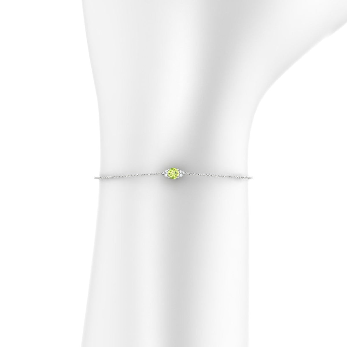 Mirage | 18k White Gold 4.5 mm Round Peridot Bracelet