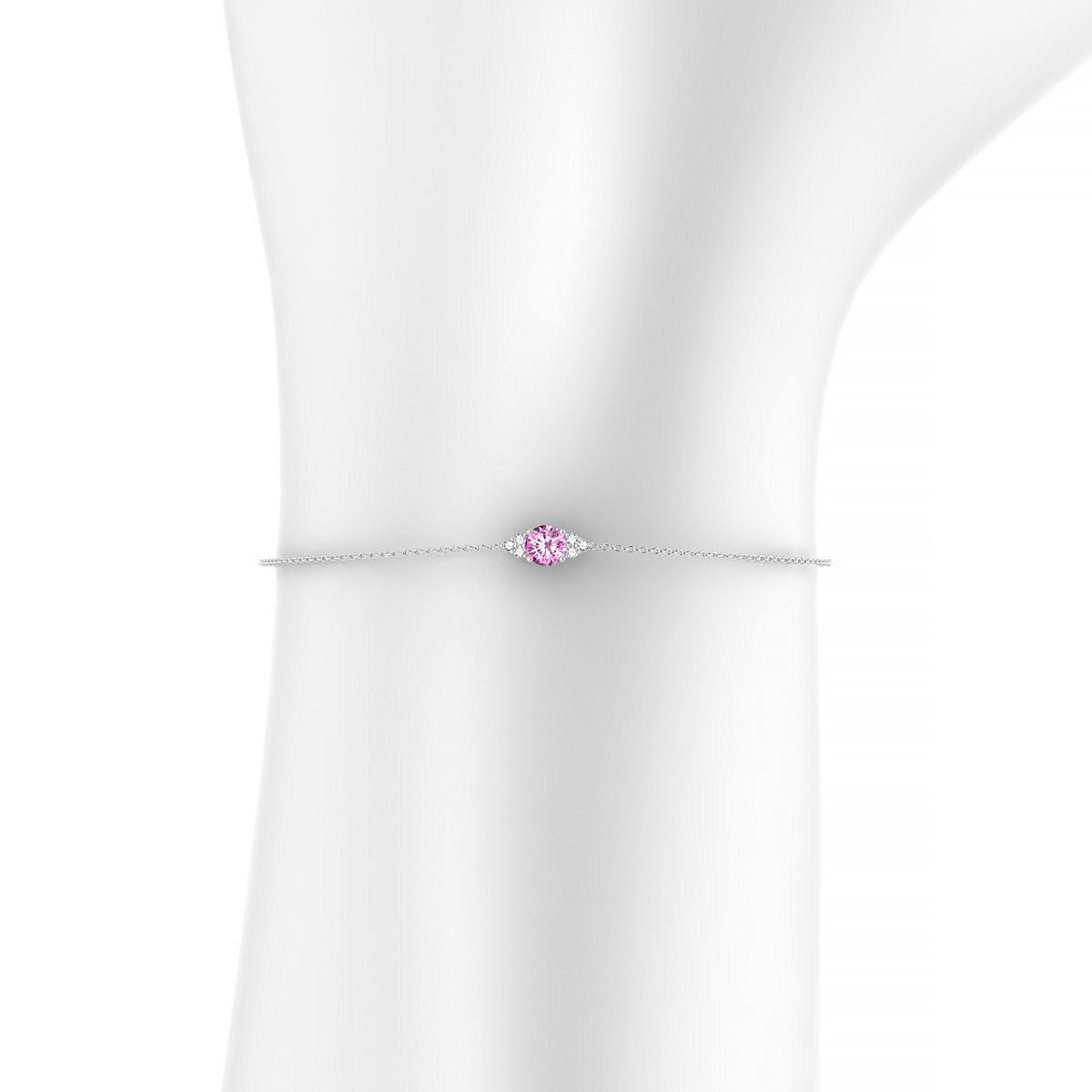 Mirage | 18k White Gold 4.5 mm Round Pink Sapphire Bracelet