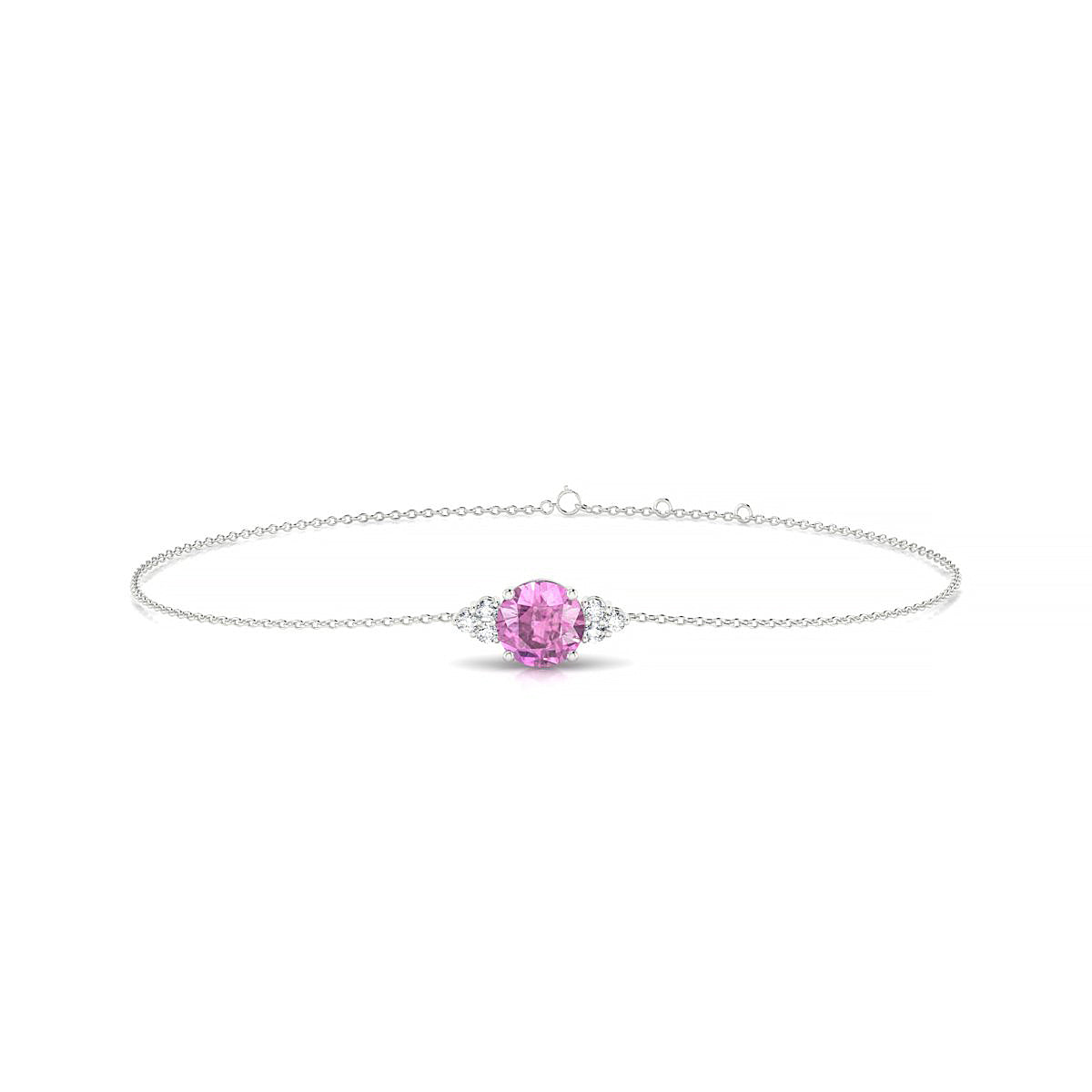 Mirage | 18k White Gold 6 mm Round Pink Sapphire Bracelet