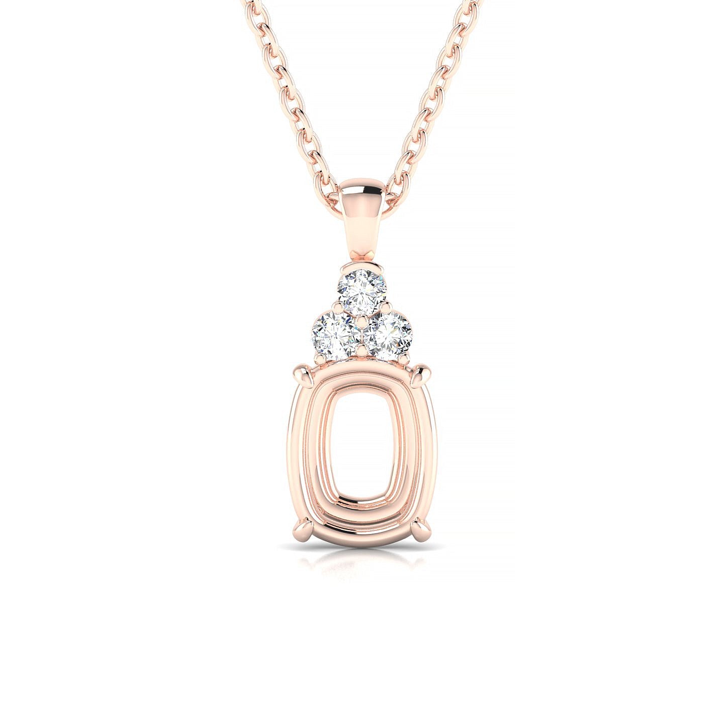 Mirage Cushion 2-2.99 ct | 18k Rose Gold Side Stones Diamond Pendant