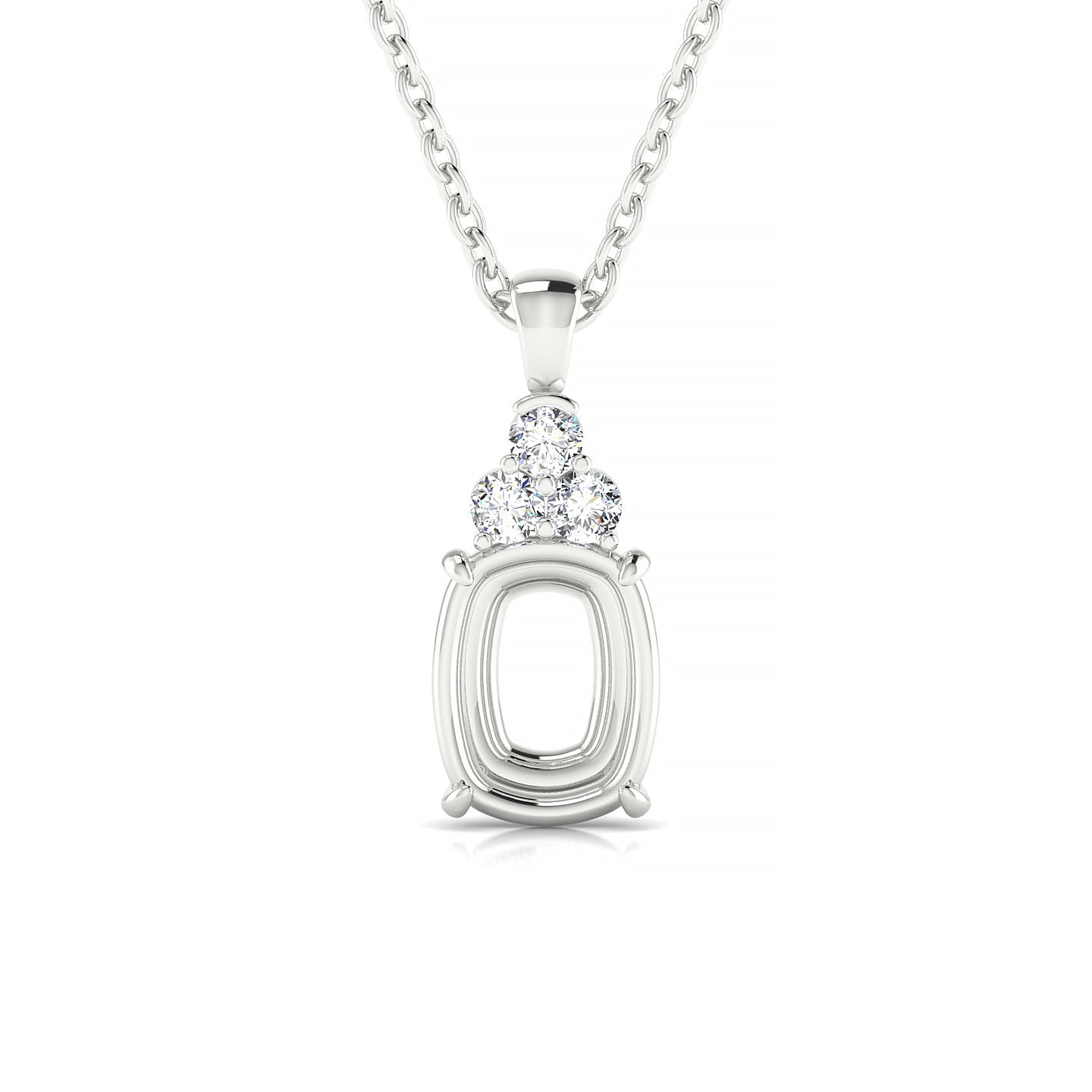 Mirage Cushion 2-2.99 ct | 18k White Gold Side Stones Diamond Pendant