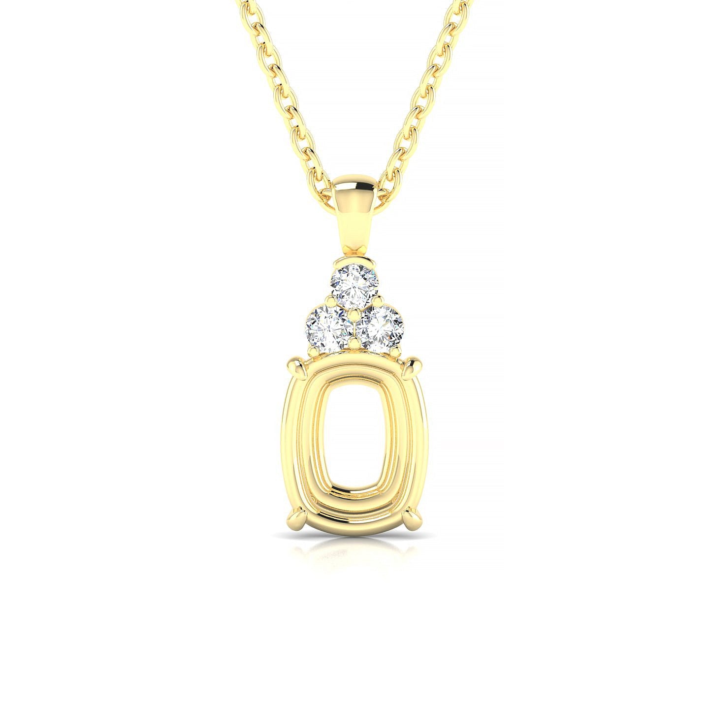 Mirage Cushion 2-2.99 ct | 18k Yellow Gold Side Stones Diamond Pendant