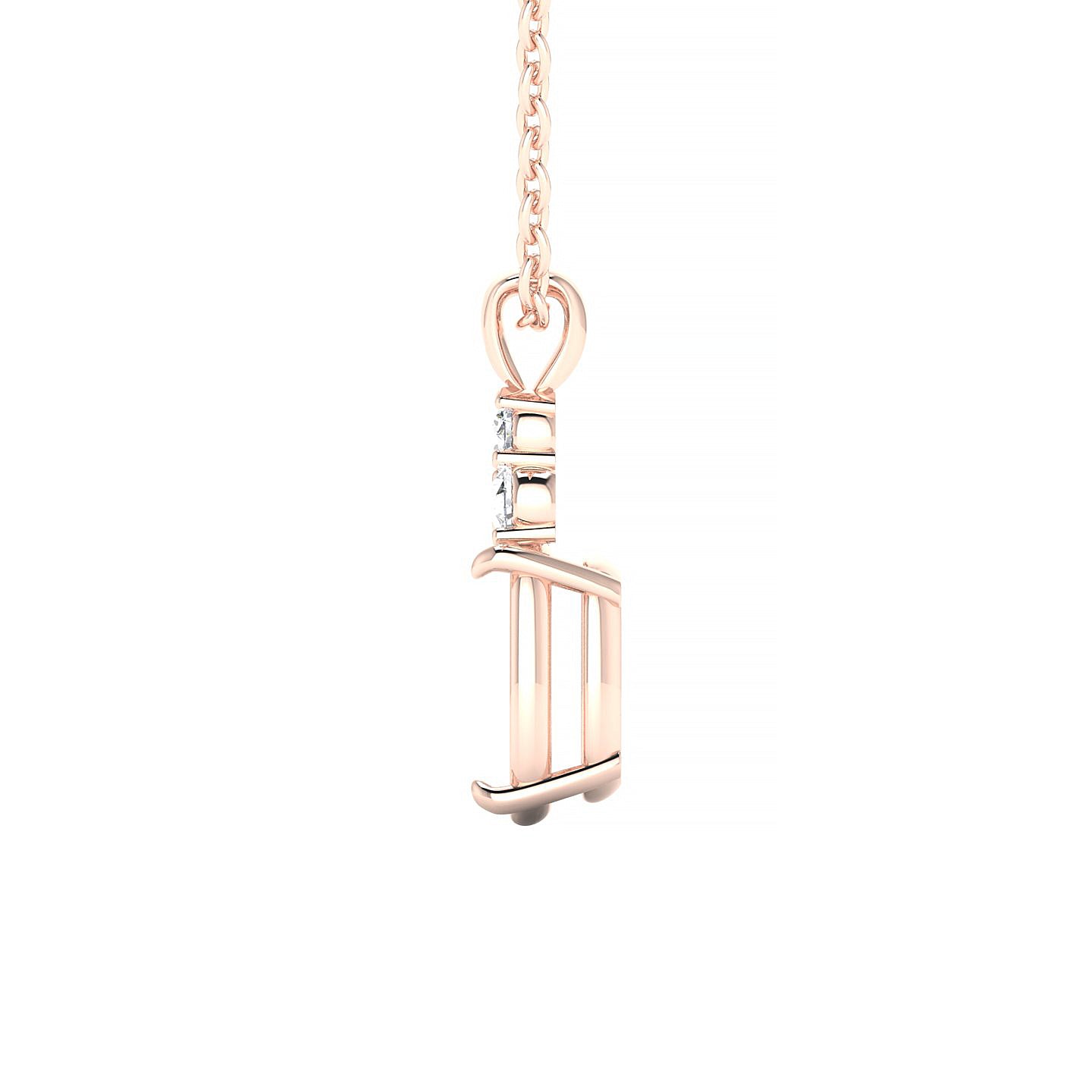 Mirage Cushion 2-2.99 ct | 18k Rose Gold Side Stones Diamond Pendant