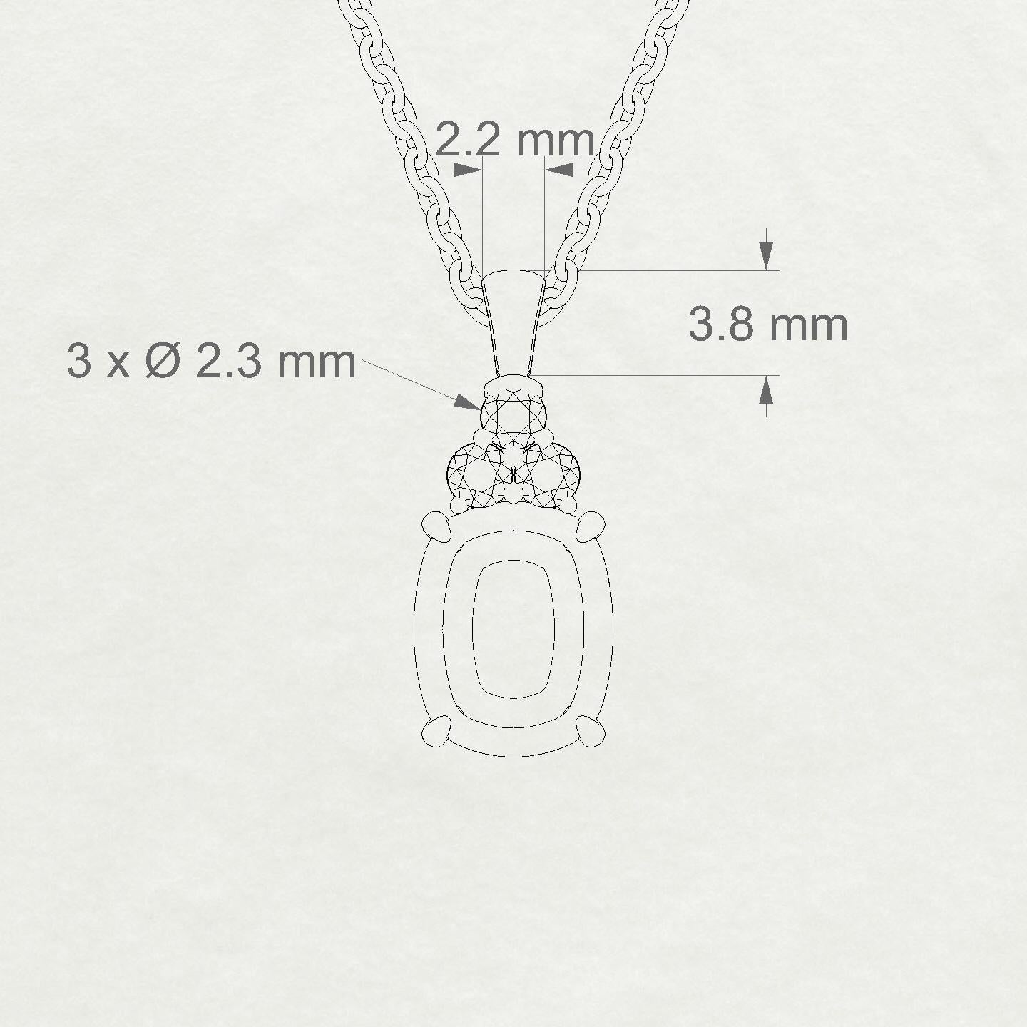 Mirage Cushion 2-2.99 ct | 18k Rose Gold Side Stones Diamond Pendant