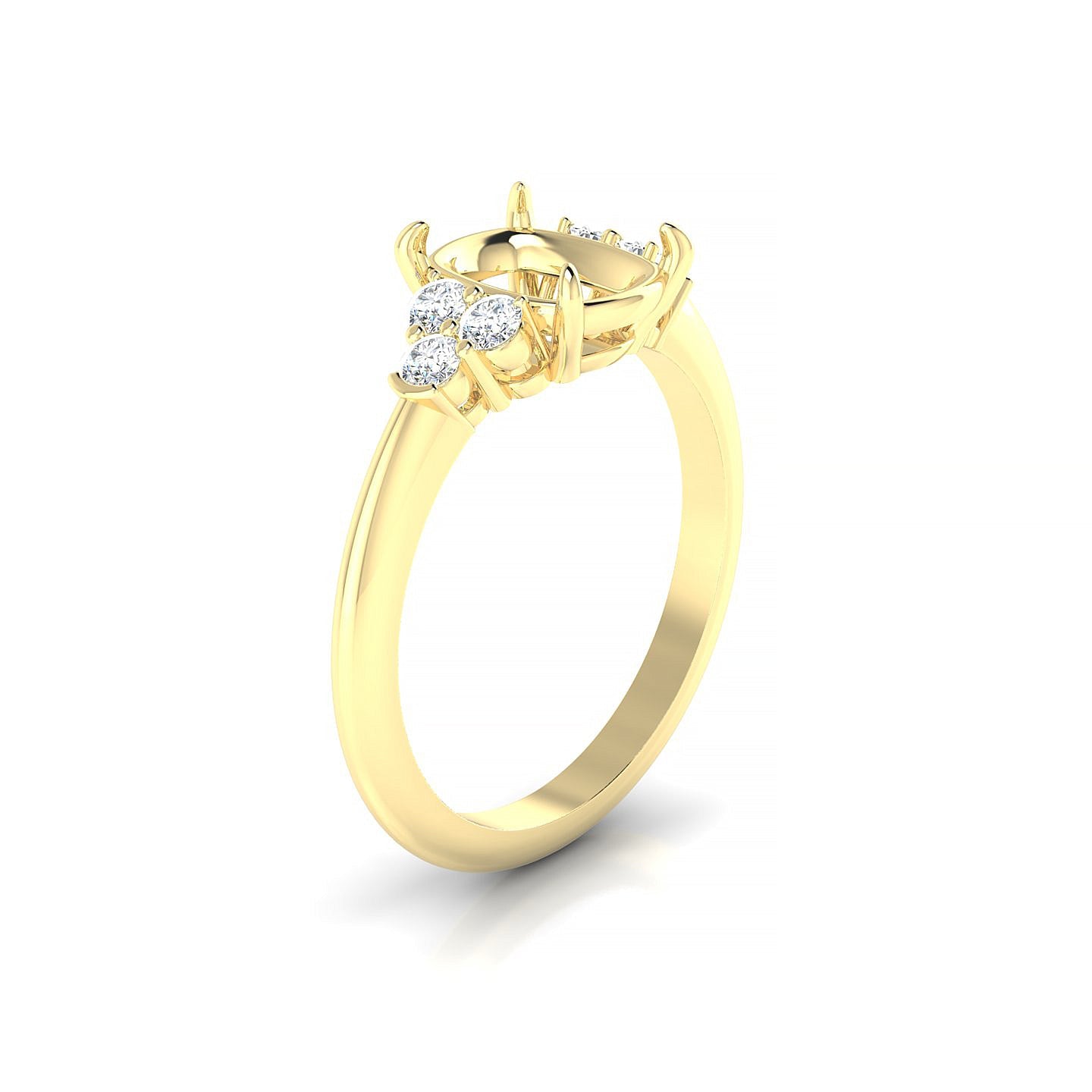 Mirage Cushion 2-2.99 ct | 18k Yellow Gold Side Stones Ring
