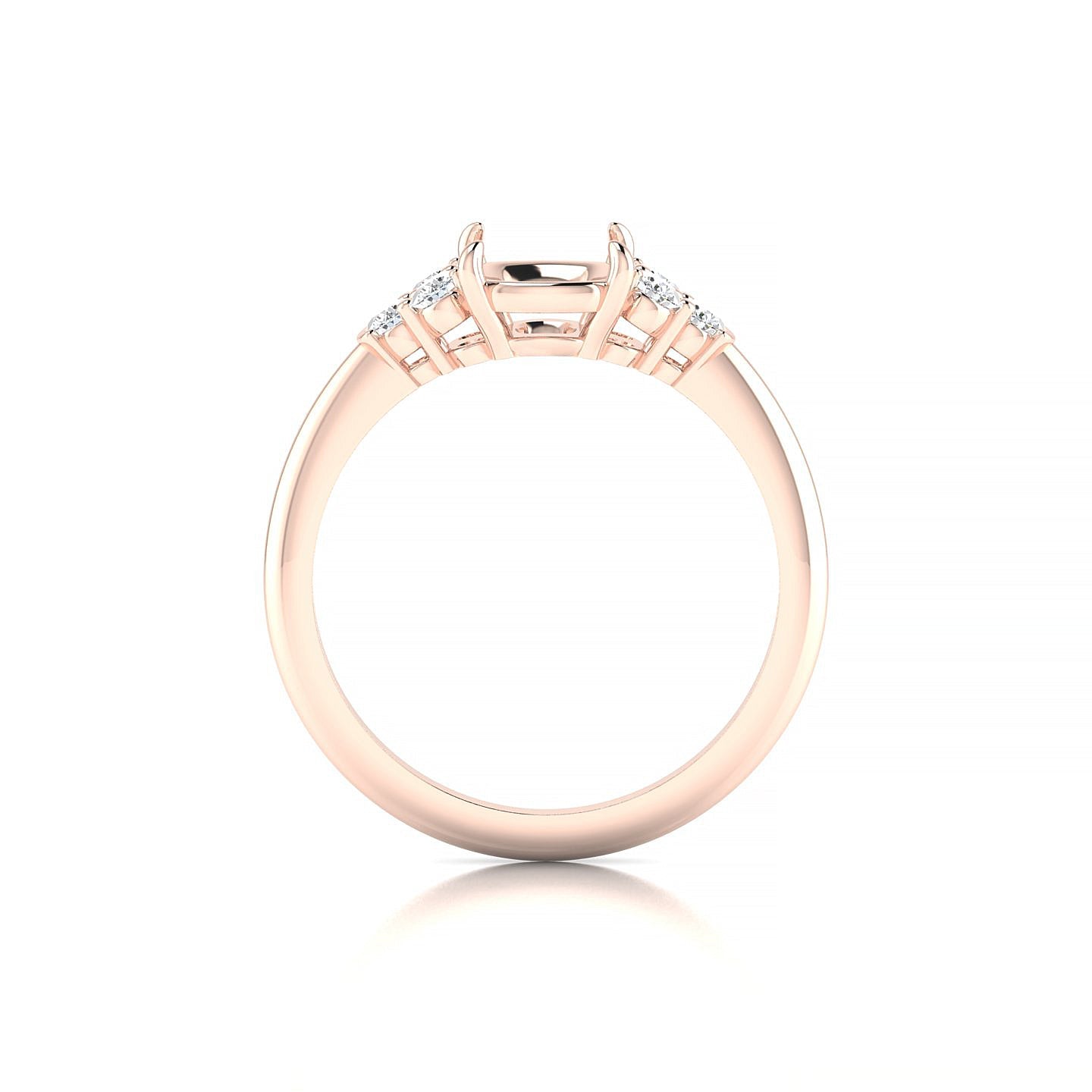 Mirage Cushion 2-2.99 ct | 18k Rose Gold Side Stones Ring
