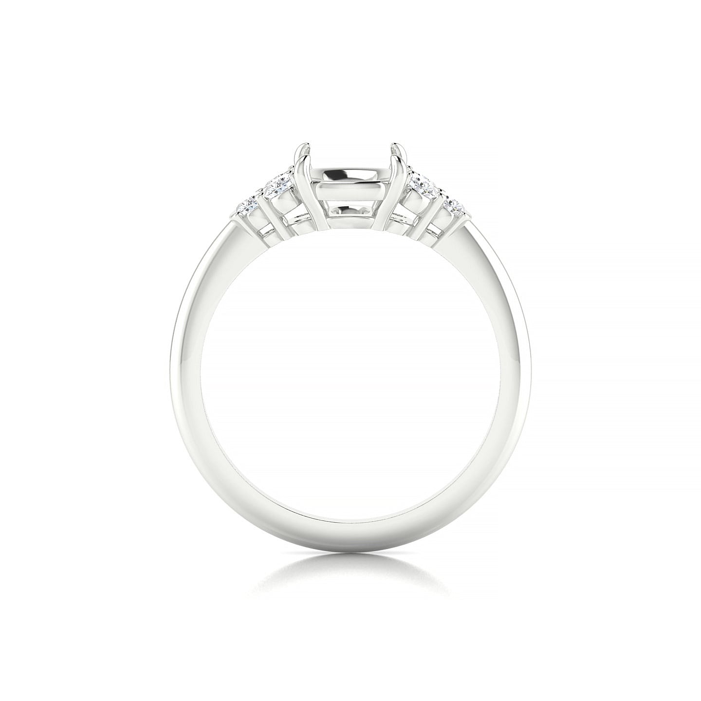 Mirage Cushion 2-2.99 ct | 18k White Gold Side Stones Ring