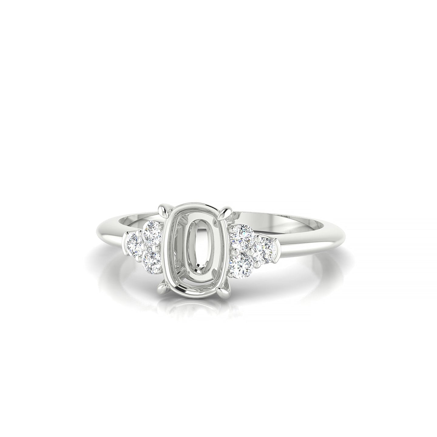 Mirage Cushion 1-1.99 ct | 18k White Gold Side Stones Ring