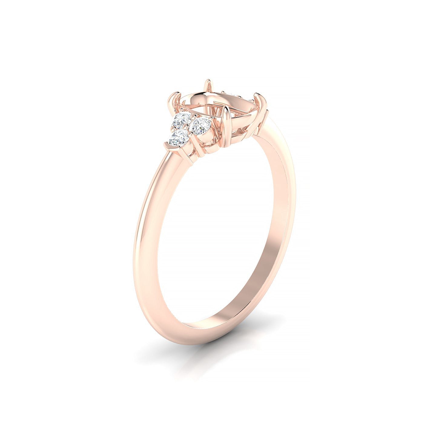 Mirage Cushion 1-1.99 ct | 18k Rose Gold Side Stones Ring