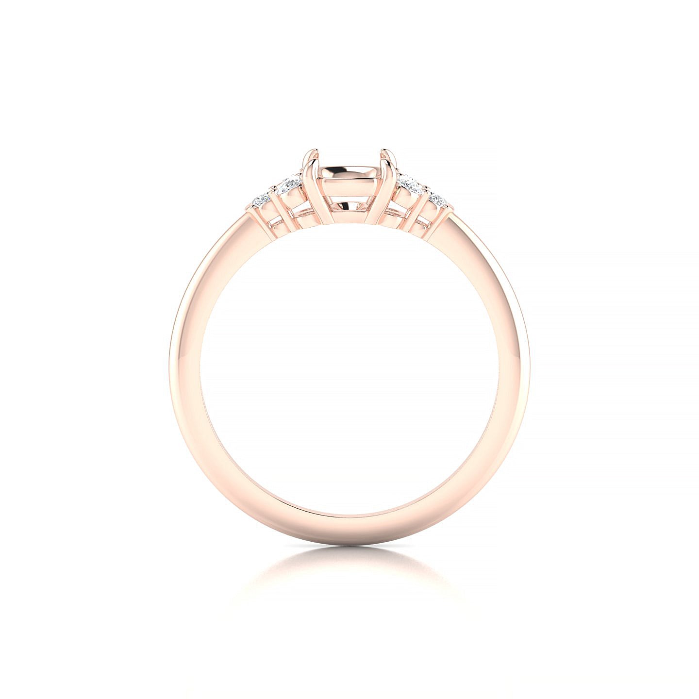 Mirage Cushion 1-1.99 ct | 18k Rose Gold Side Stones Ring