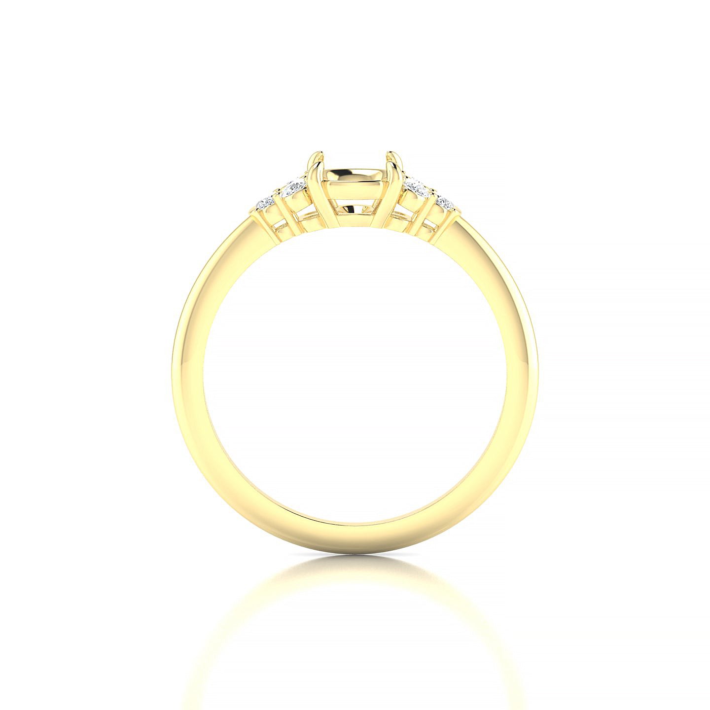 Mirage Cushion 1-1.99 ct | 18k Yellow Gold Side Stones Ring