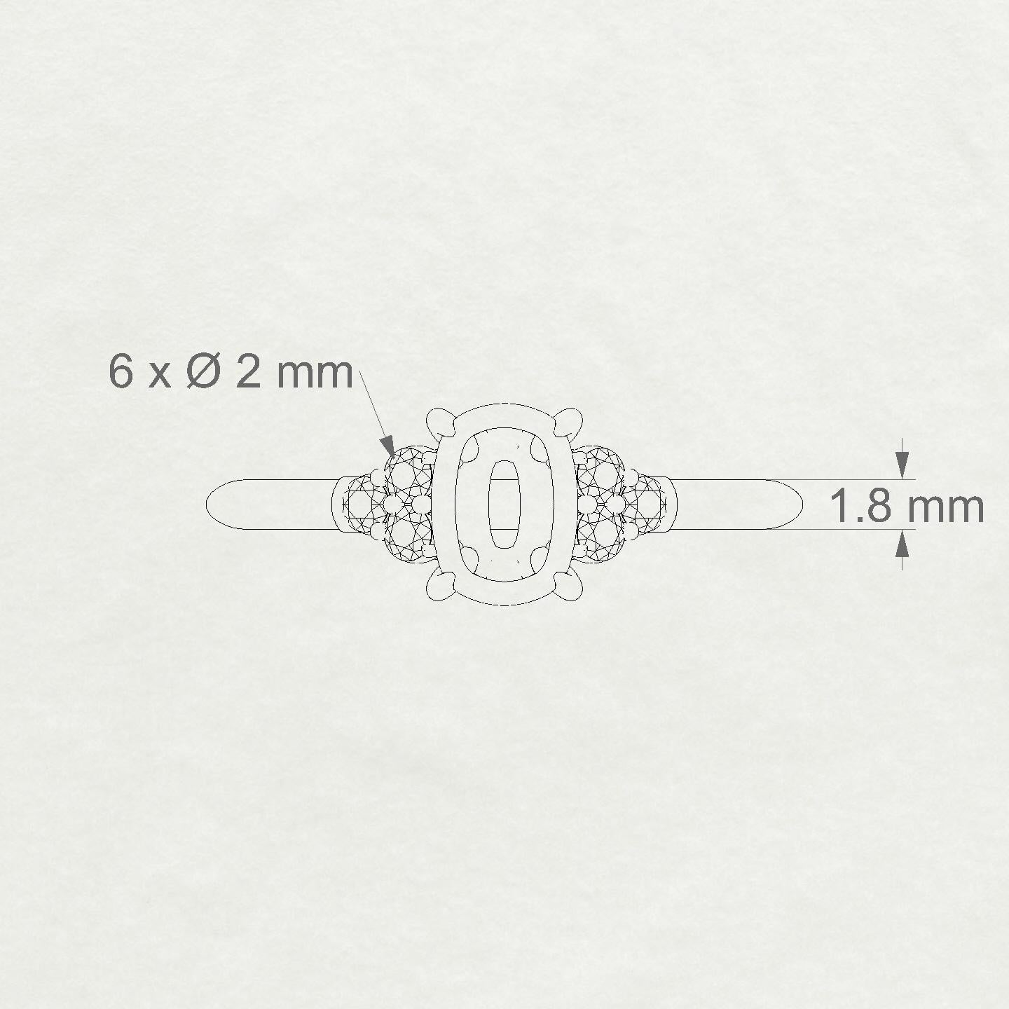 Mirage Cushion 1-1.99 ct | 18k White Gold Side Stones Ring