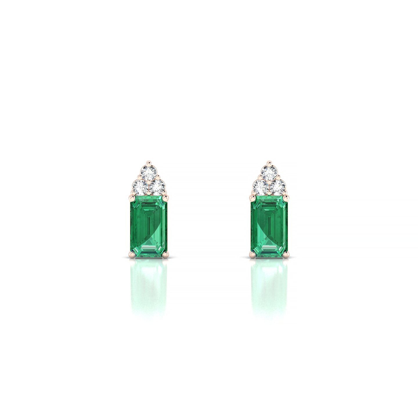 Mirage | 18k Rose Gold 5 x 3 mm Emerald Emerald Earrings