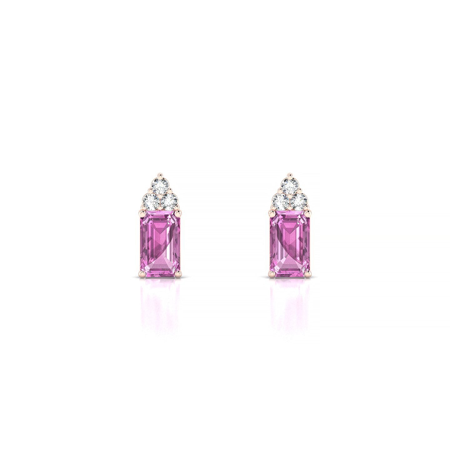 Mirage | 18k Rose Gold 5 x 3 mm Emerald Pink Sapphire Earrings