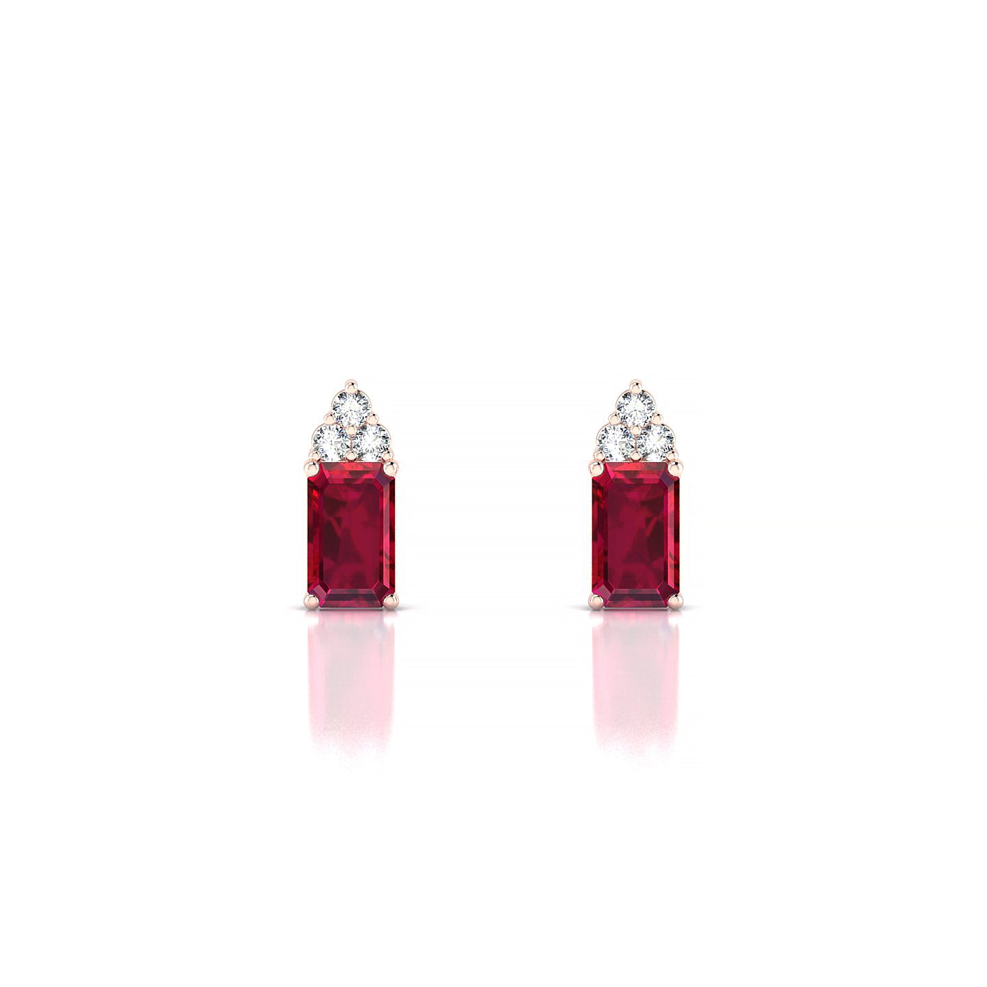 Mirage | 18k Rose Gold 5 x 3 mm Emerald Ruby Earrings