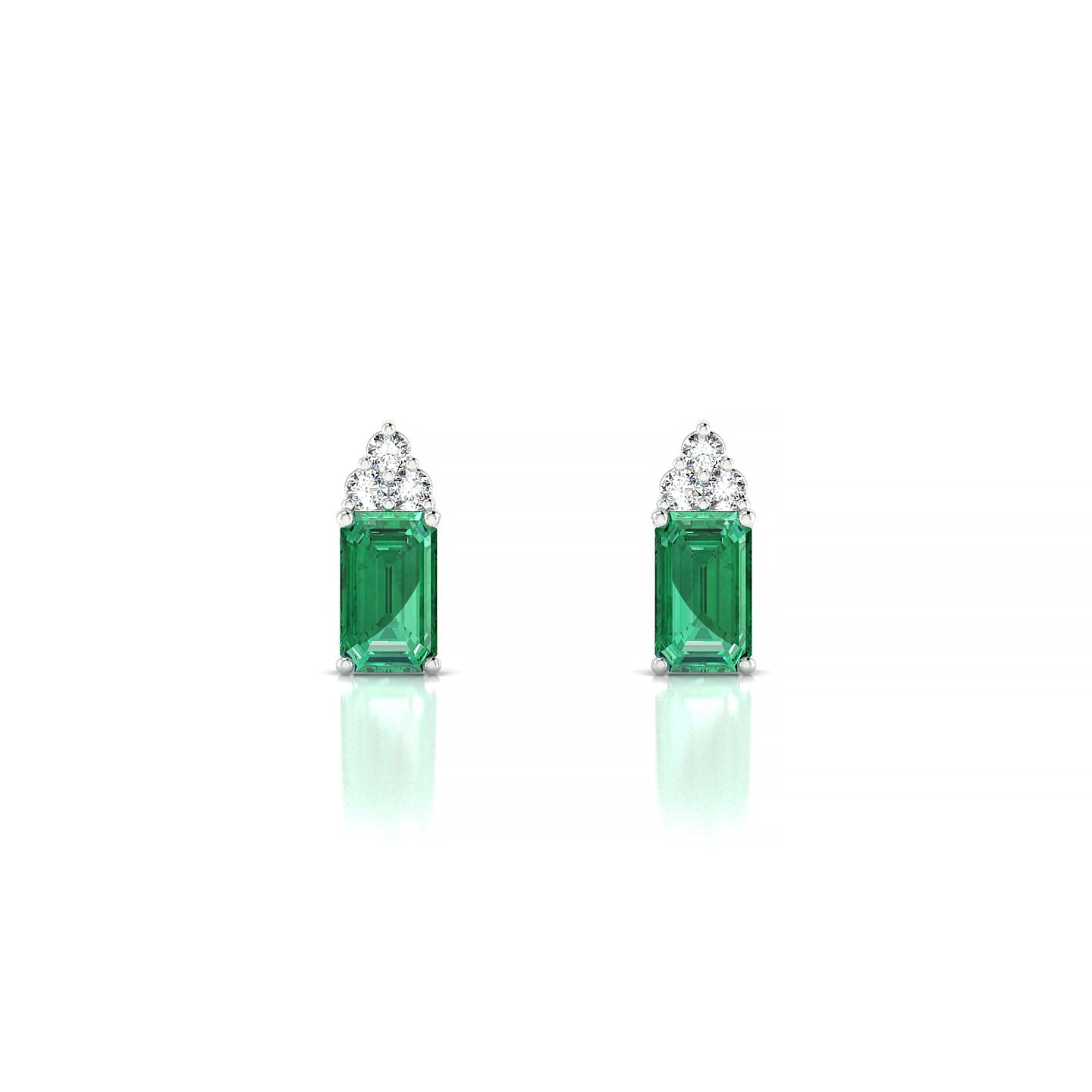 Mirage | 18k White Gold 5 x 3 mm Emerald Emerald Earrings