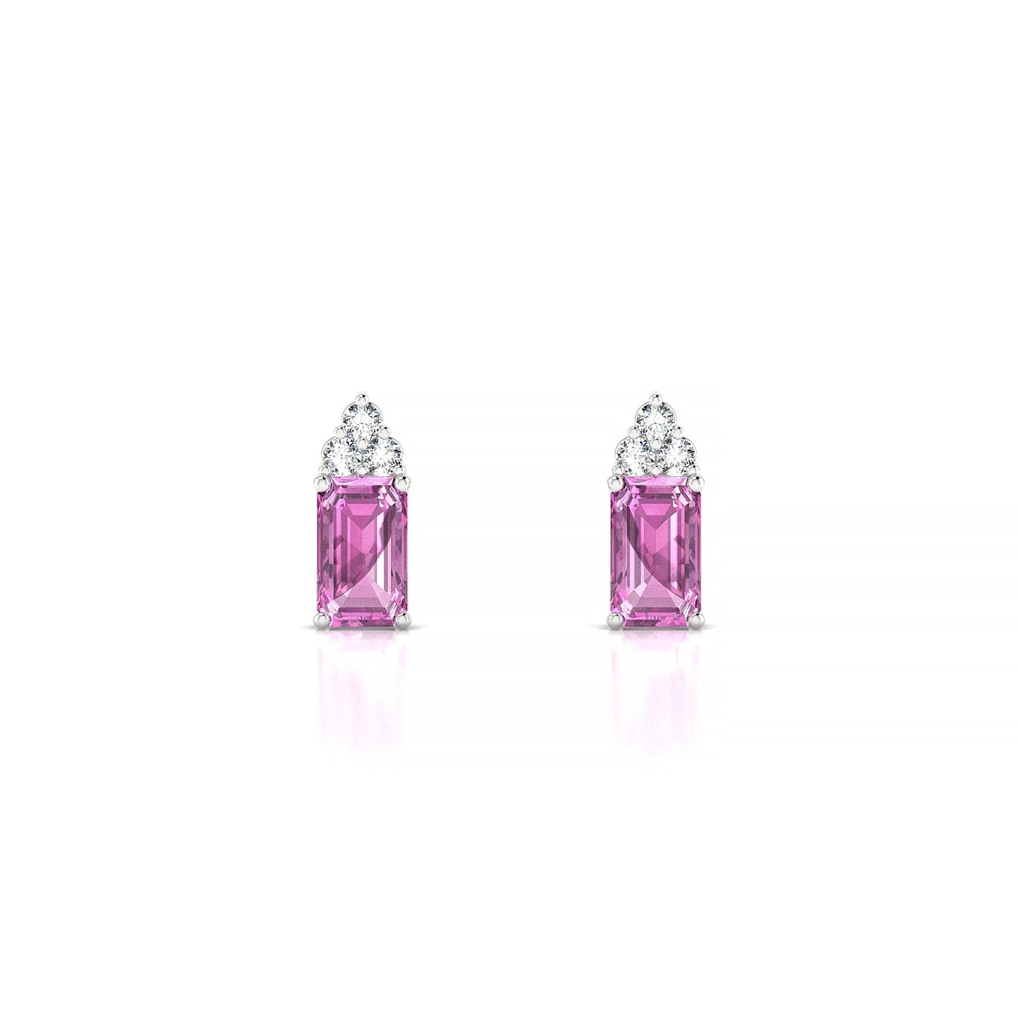 Mirage | 18k White Gold 5 x 3 mm Emerald Pink Sapphire Earrings