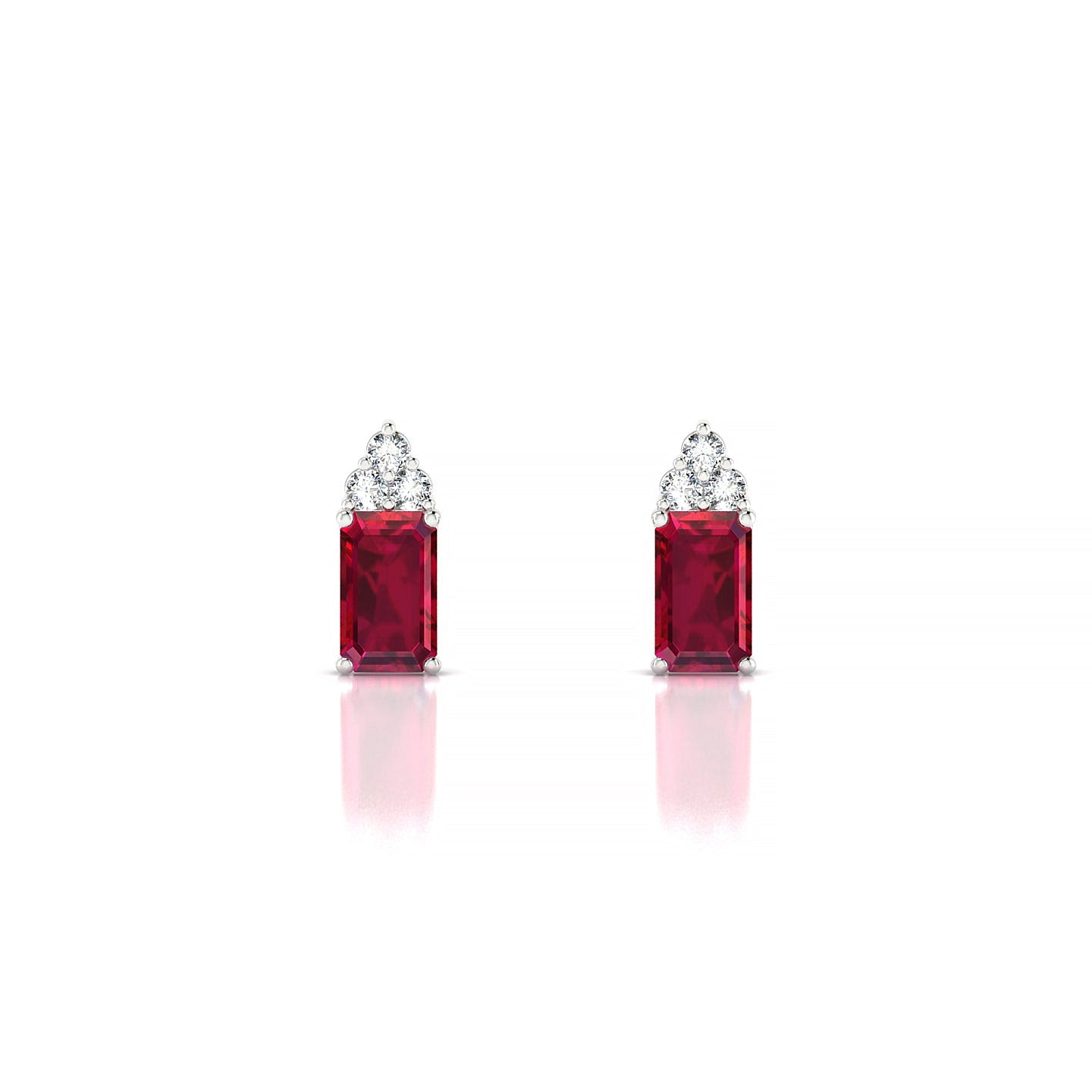 Mirage | 18k White Gold 5 x 3 mm Emerald Ruby Earrings
