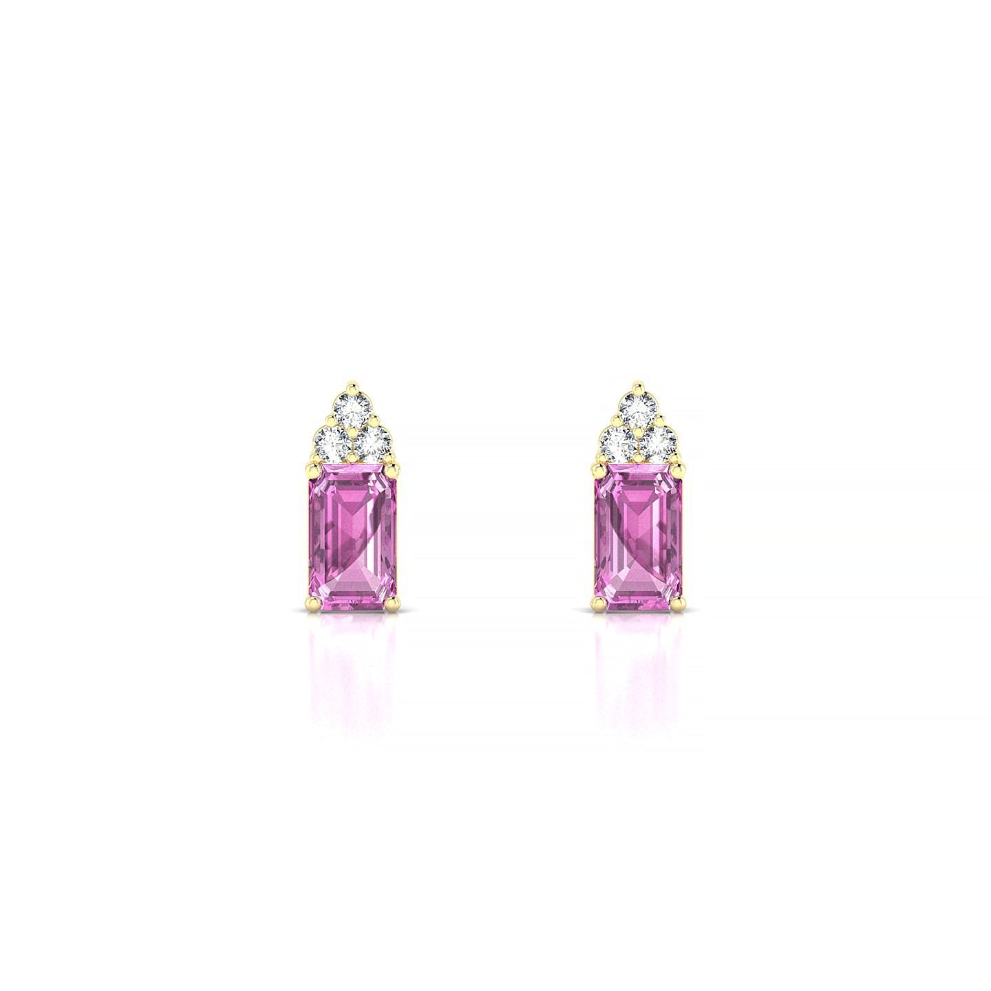 Mirage | 18k Yellow Gold 5 x 3 mm Emerald Pink Sapphire Earrings