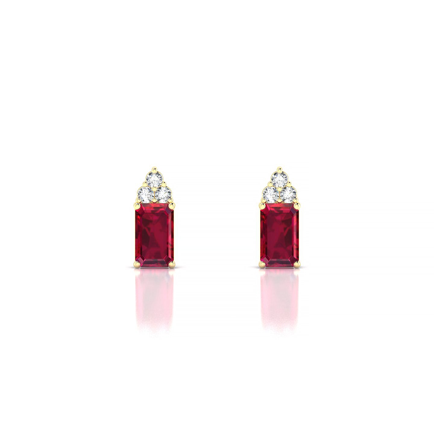 Mirage | 18k Yellow Gold 5 x 3 mm Emerald Ruby Earrings