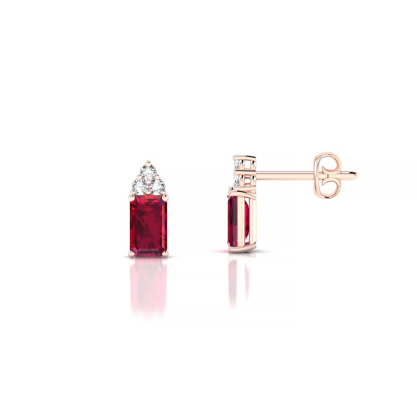 Mirage | 18k Rose Gold 5 x 3 mm Emerald Ruby Earrings