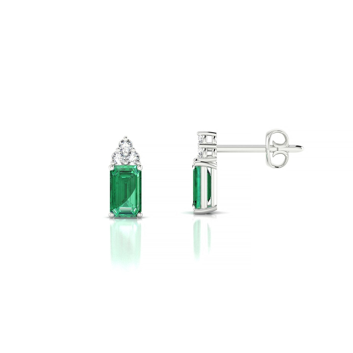 Mirage | 18k White Gold 5 x 3 mm Emerald Emerald Earrings