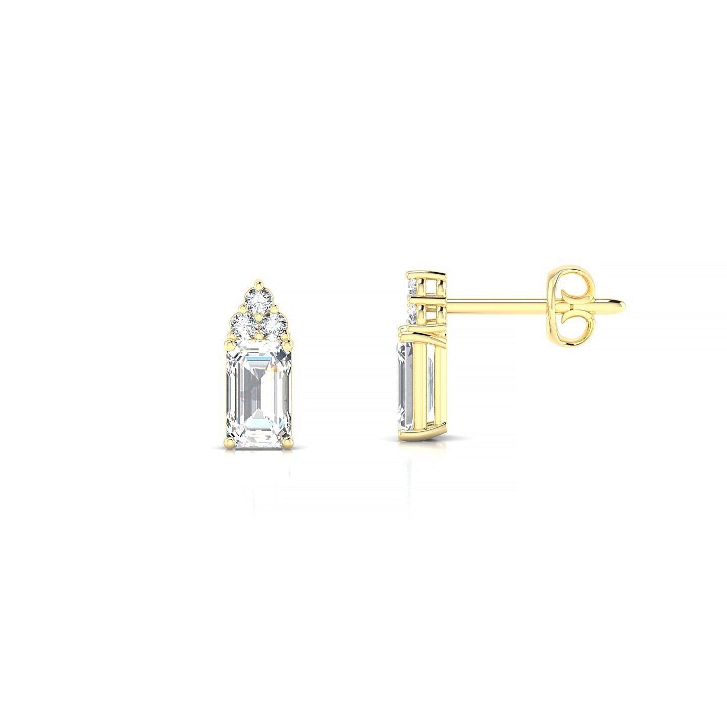 Mirage | 18k Yellow Gold 5 x 3 mm Emerald Diamond Earrings