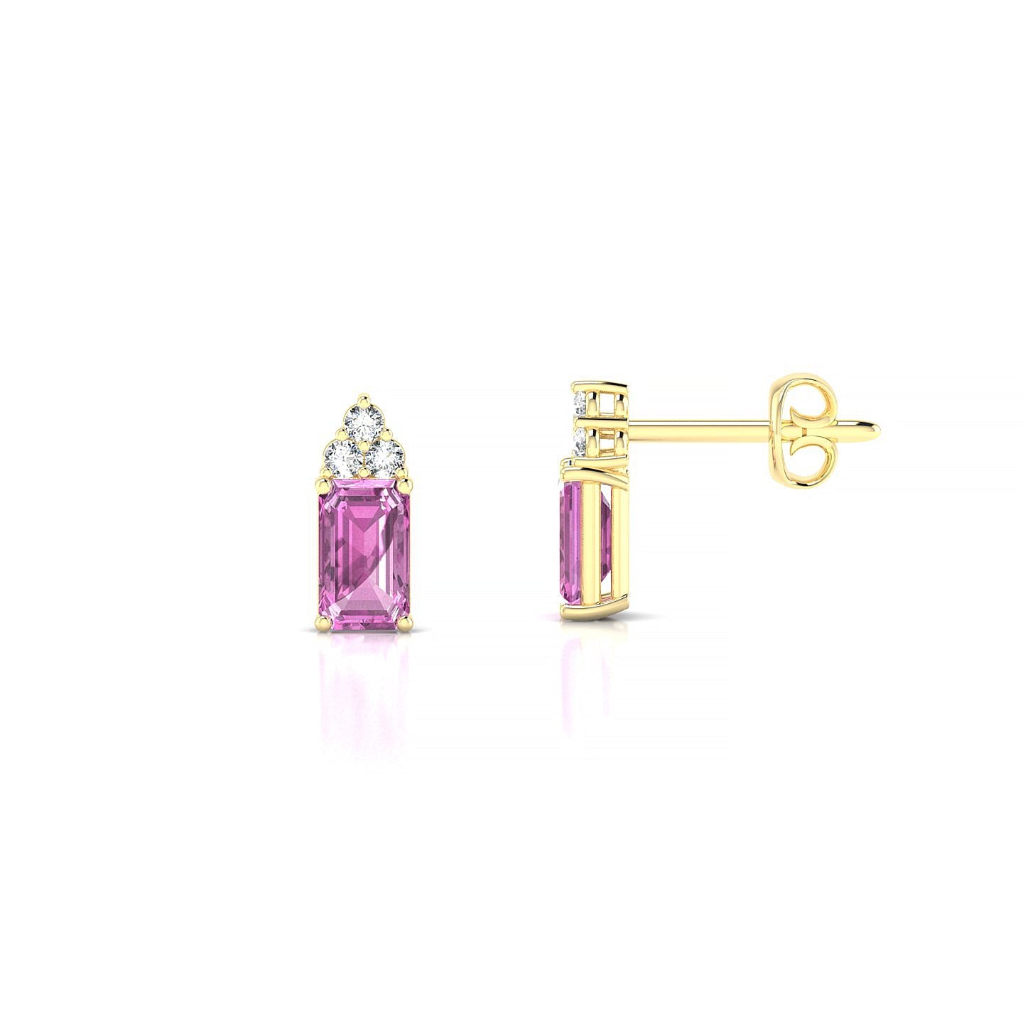 Mirage | 18k Yellow Gold 5 x 3 mm Emerald Pink Sapphire Earrings