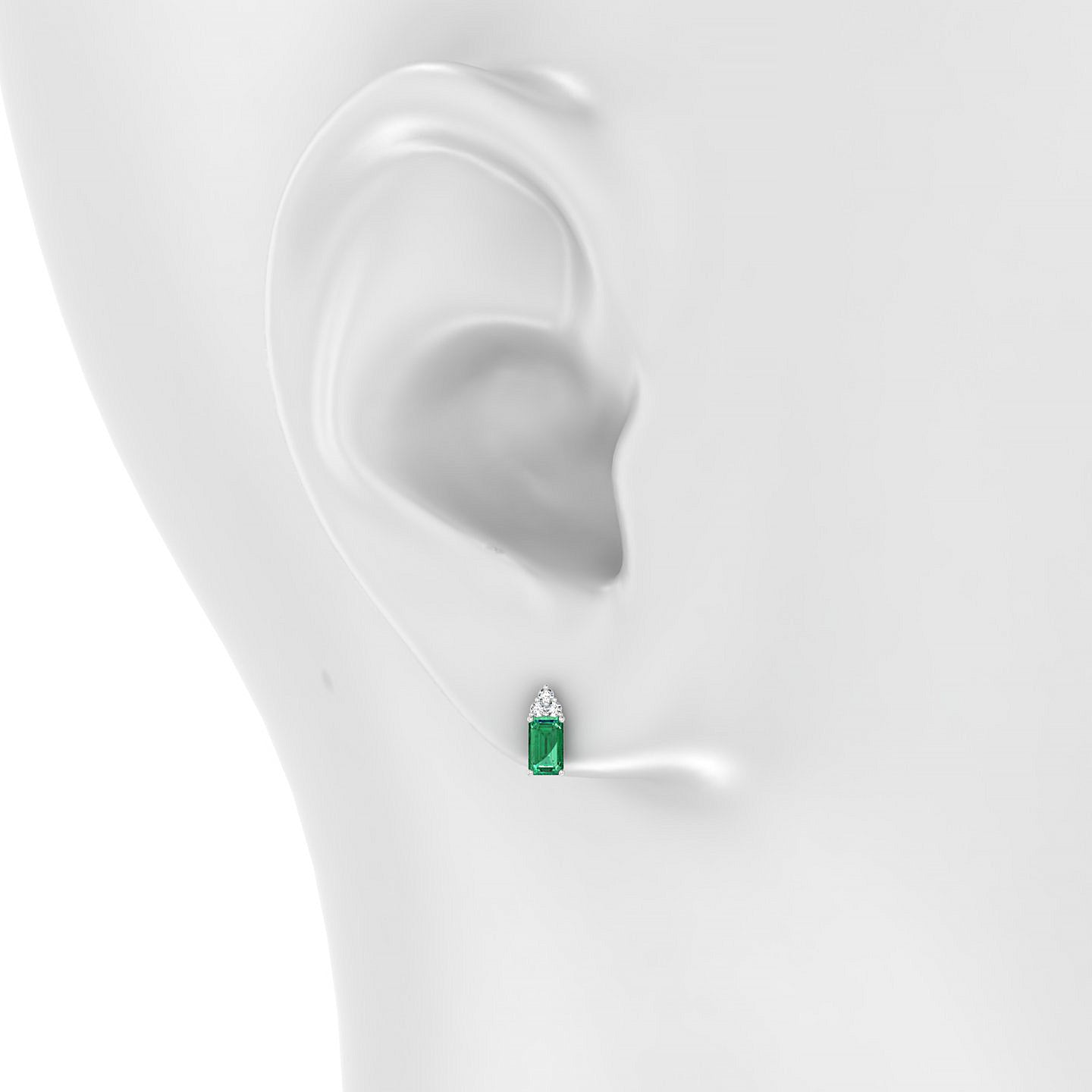 Mirage | 18k White Gold 5 x 3 mm Emerald Emerald Earrings