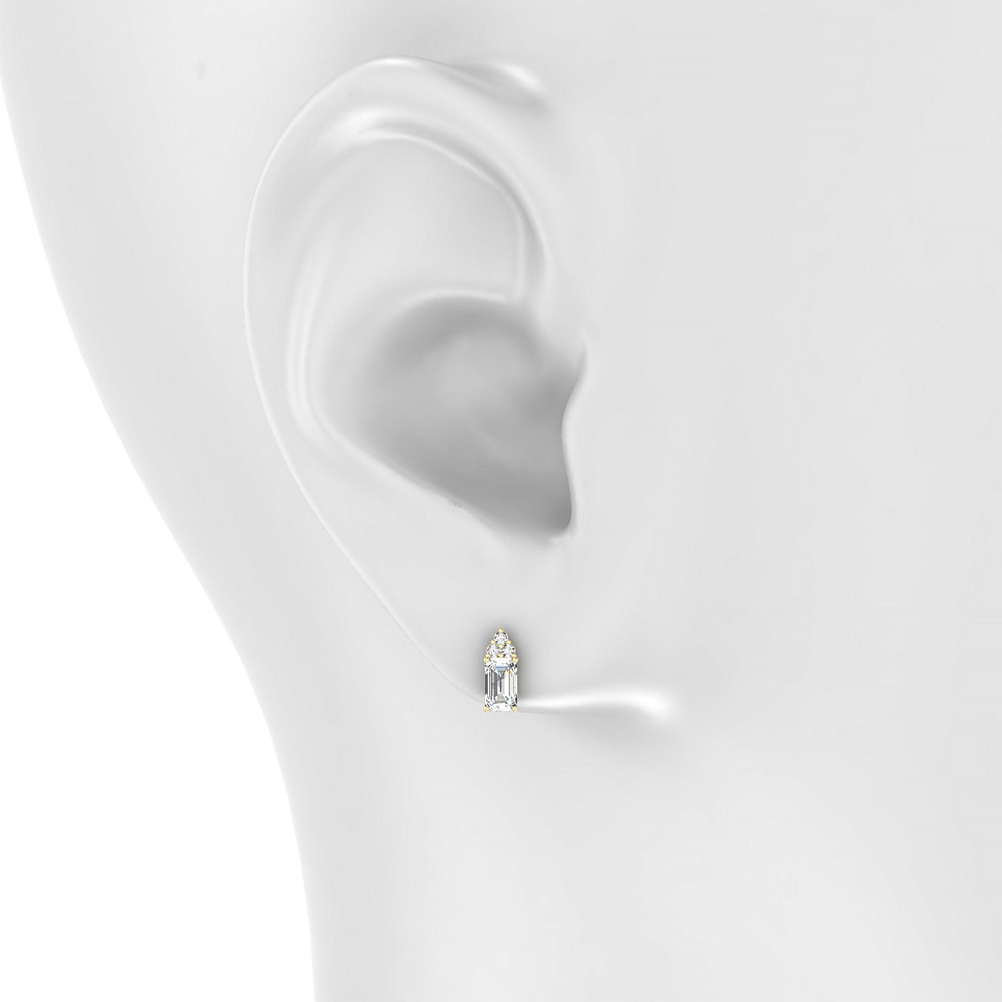 Mirage | 18k Yellow Gold 5 x 3 mm Emerald Diamond Earrings