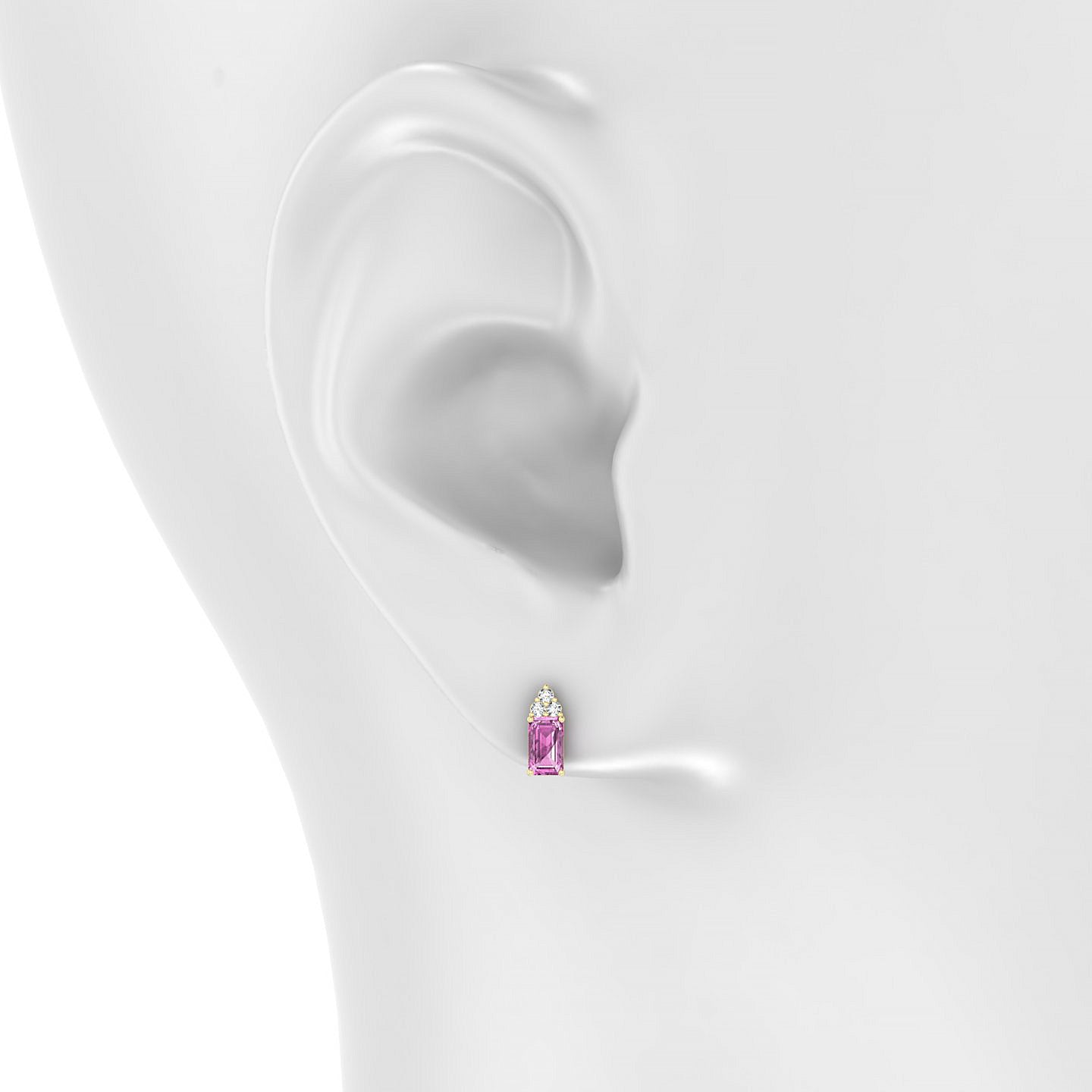 Mirage | 18k Yellow Gold 5 x 3 mm Emerald Pink Sapphire Earrings