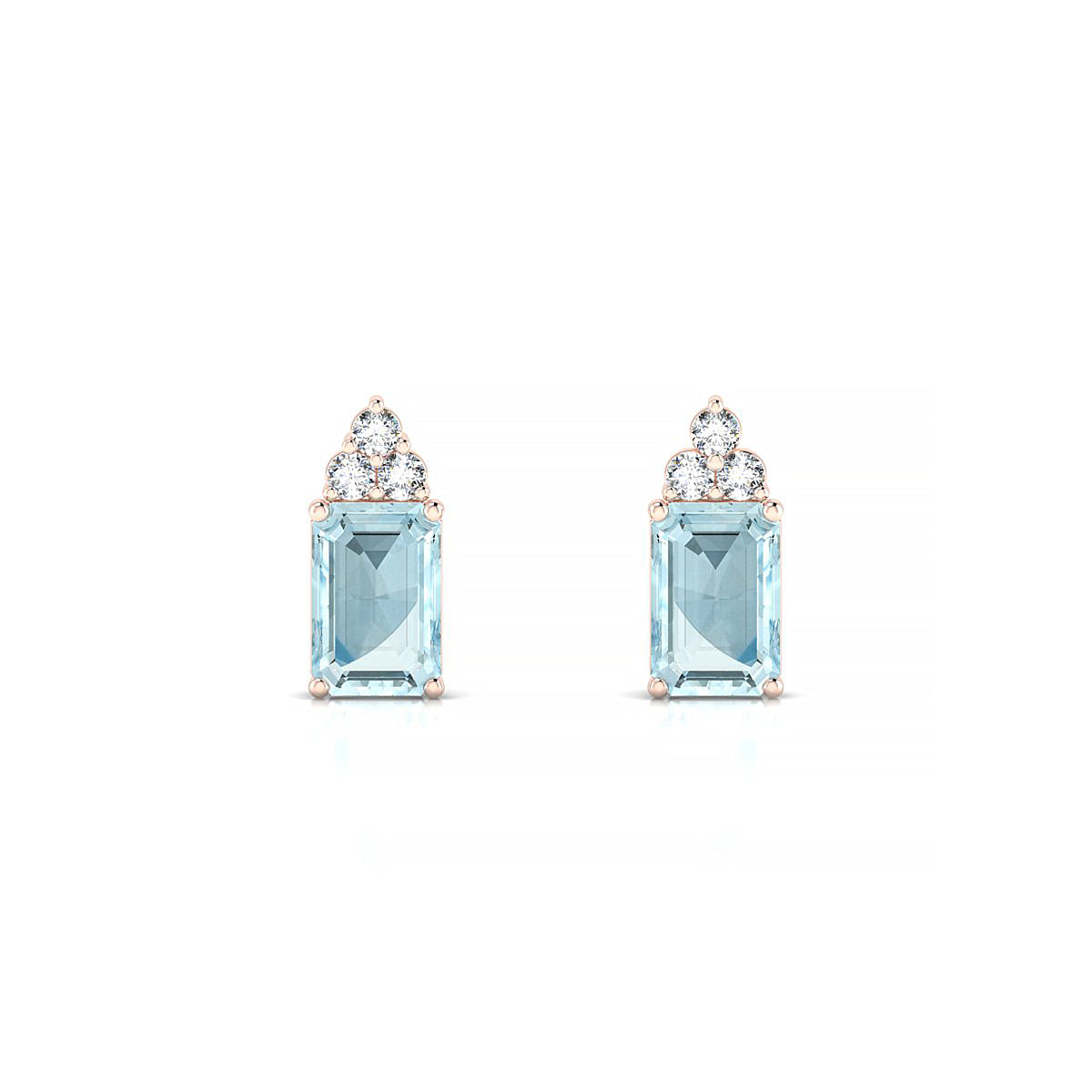 Mirage | 18k Rose Gold 6 x 4 mm Emerald Aquamarine Earrings