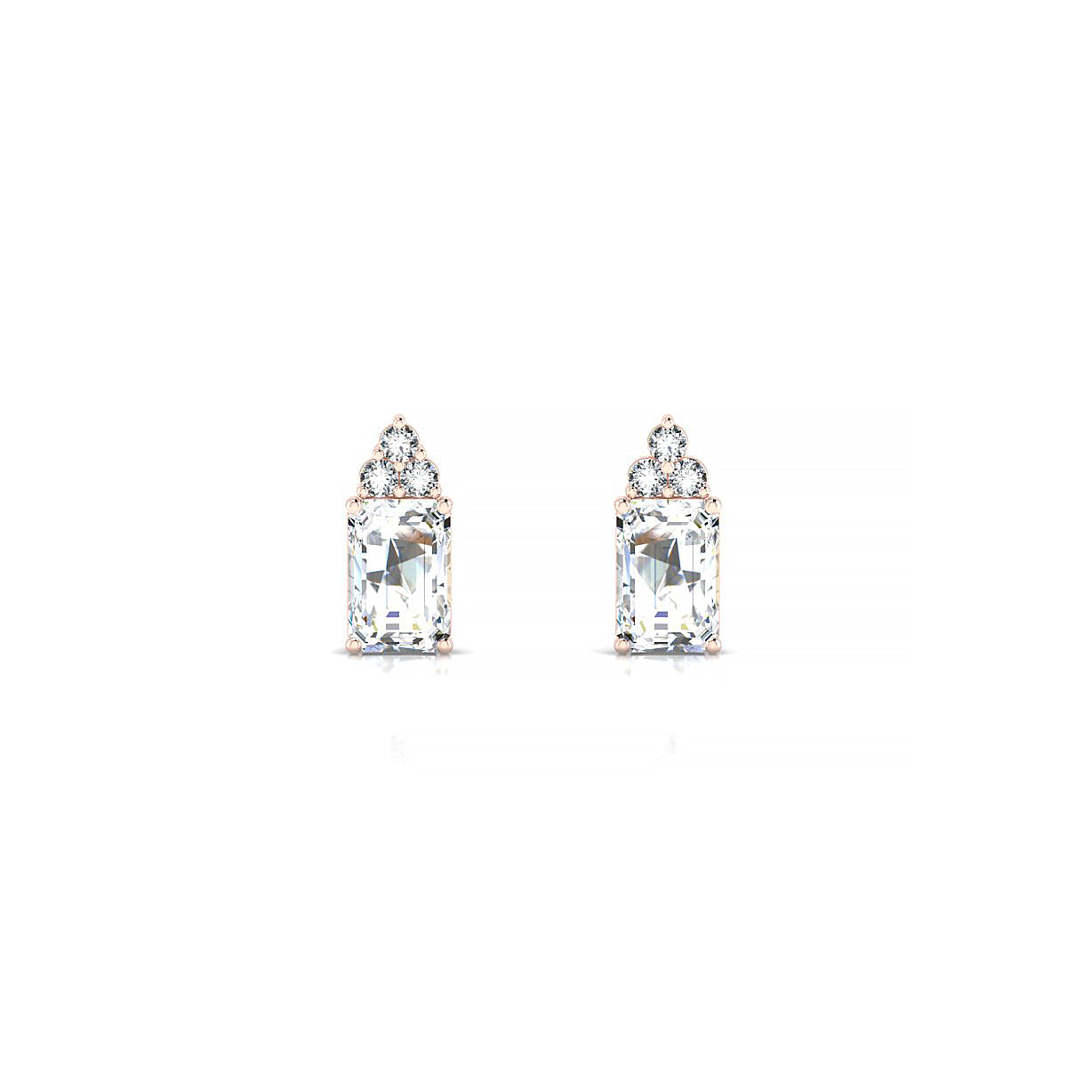 Mirage | 18k Rose Gold 6 x 4 mm Emerald Diamond Earrings