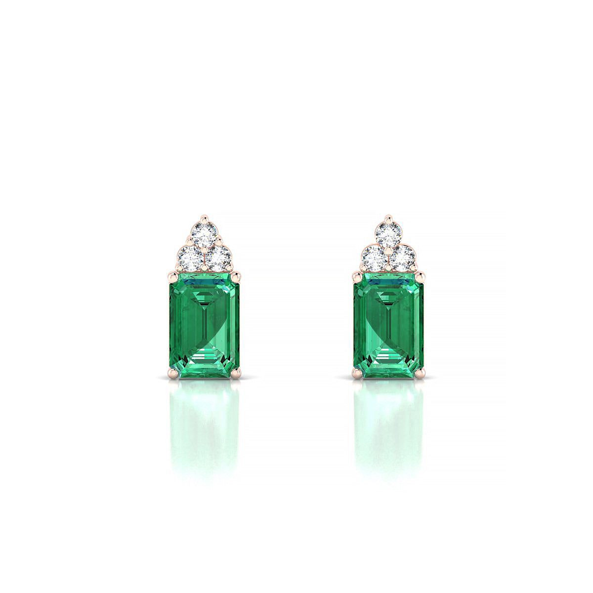 Mirage | 18k Rose Gold 6 x 4 mm Emerald Emerald Earrings