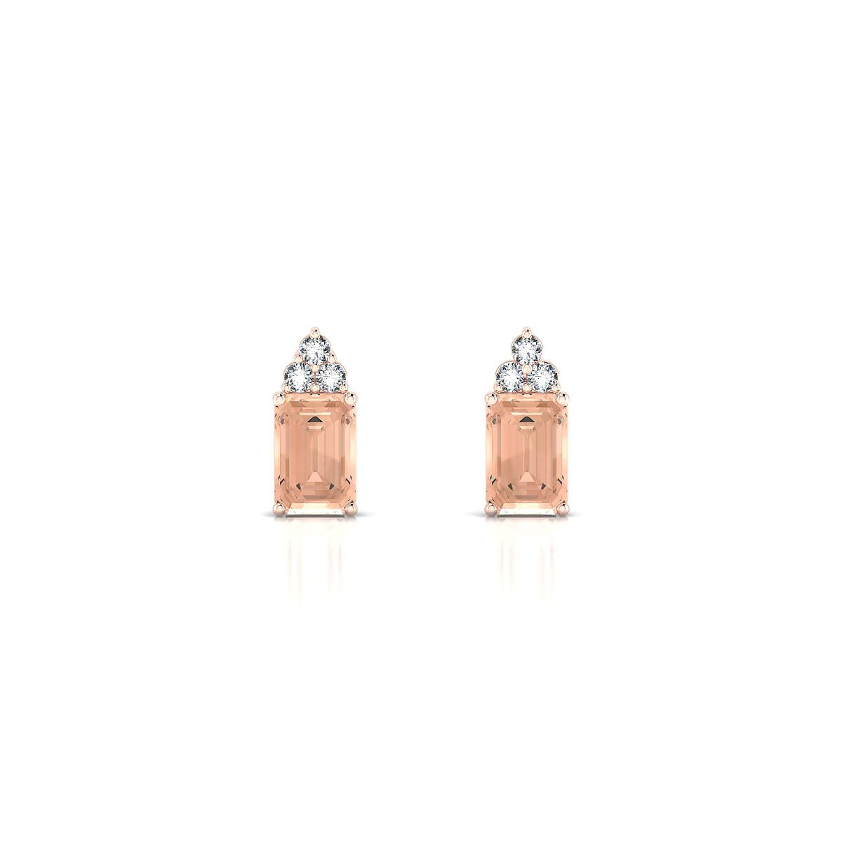 Mirage | 18k Rose Gold 6 x 4 mm Emerald Morganite Earrings