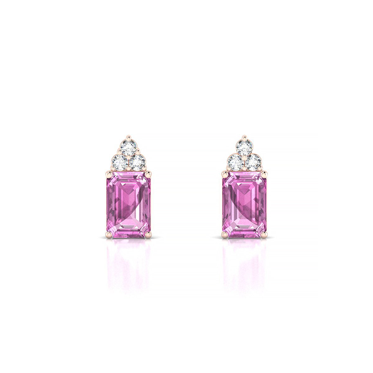 Mirage | 18k Rose Gold 6 x 4 mm Emerald Pink Sapphire Earrings