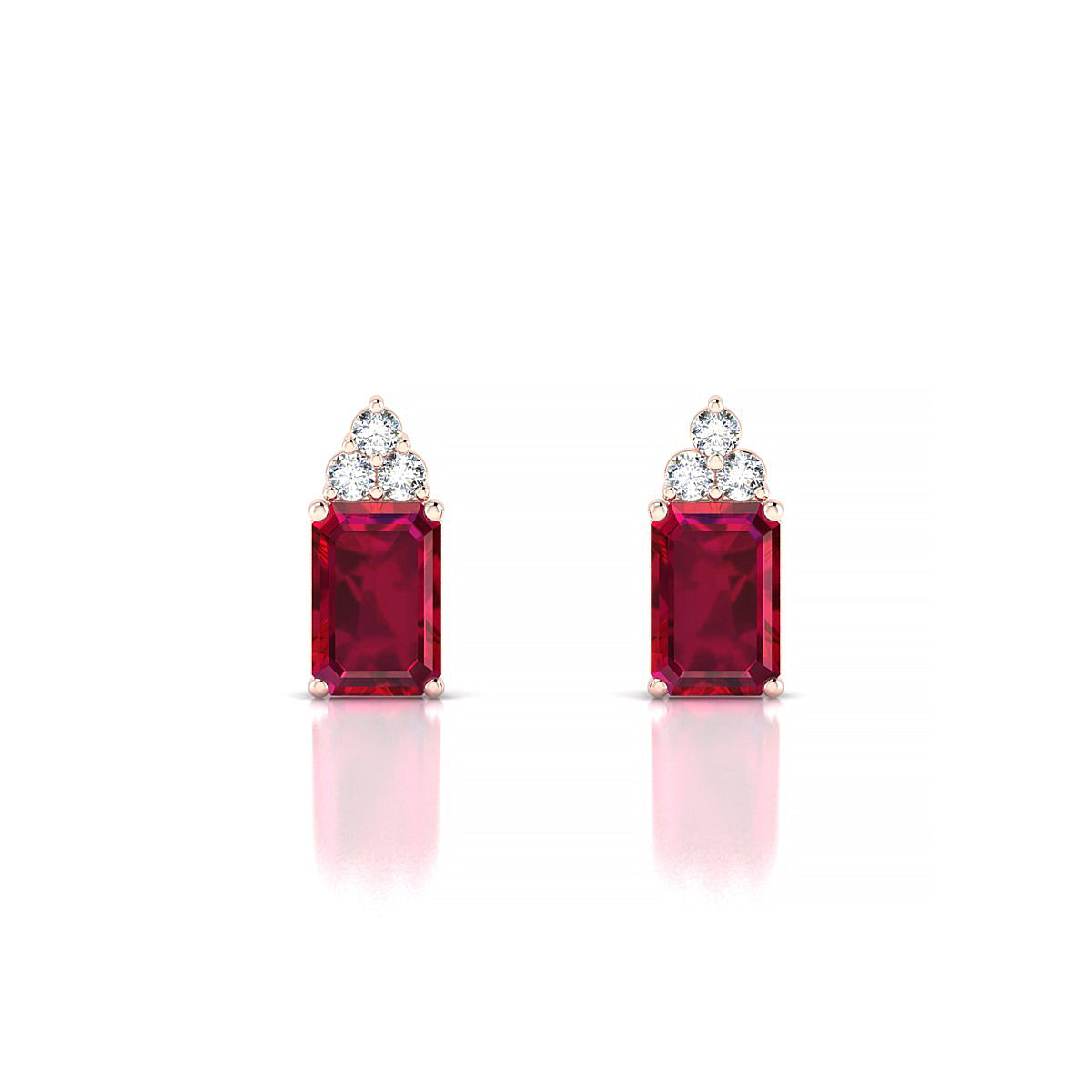 Mirage | 18k Rose Gold 6 x 4 mm Emerald Ruby Earrings