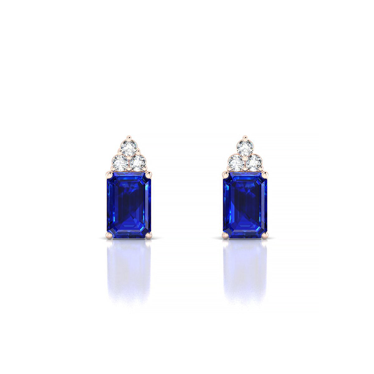 Mirage | 18k Rose Gold 6 x 4 mm Emerald Sapphire Earrings