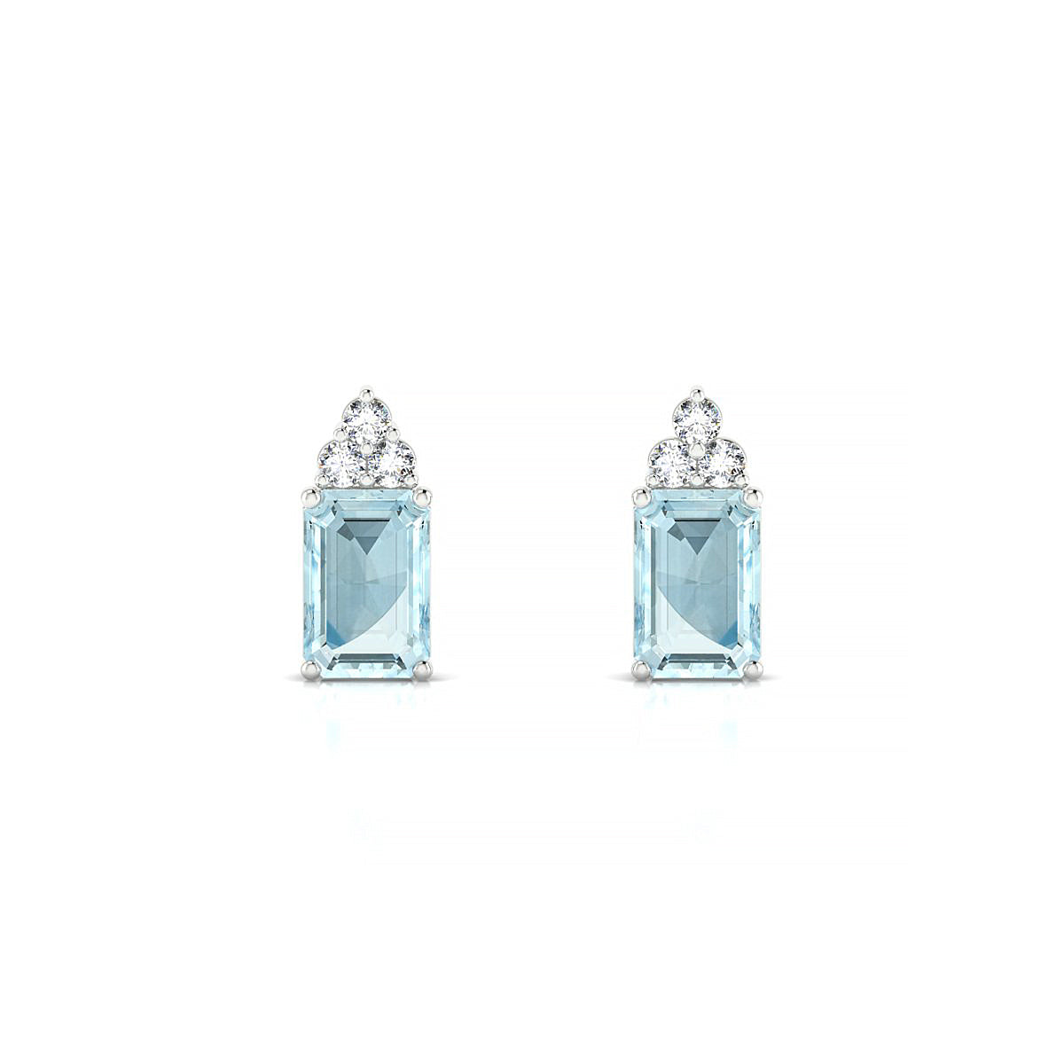 Mirage | 18k White Gold 6 x 4 mm Emerald Aquamarine Earrings
