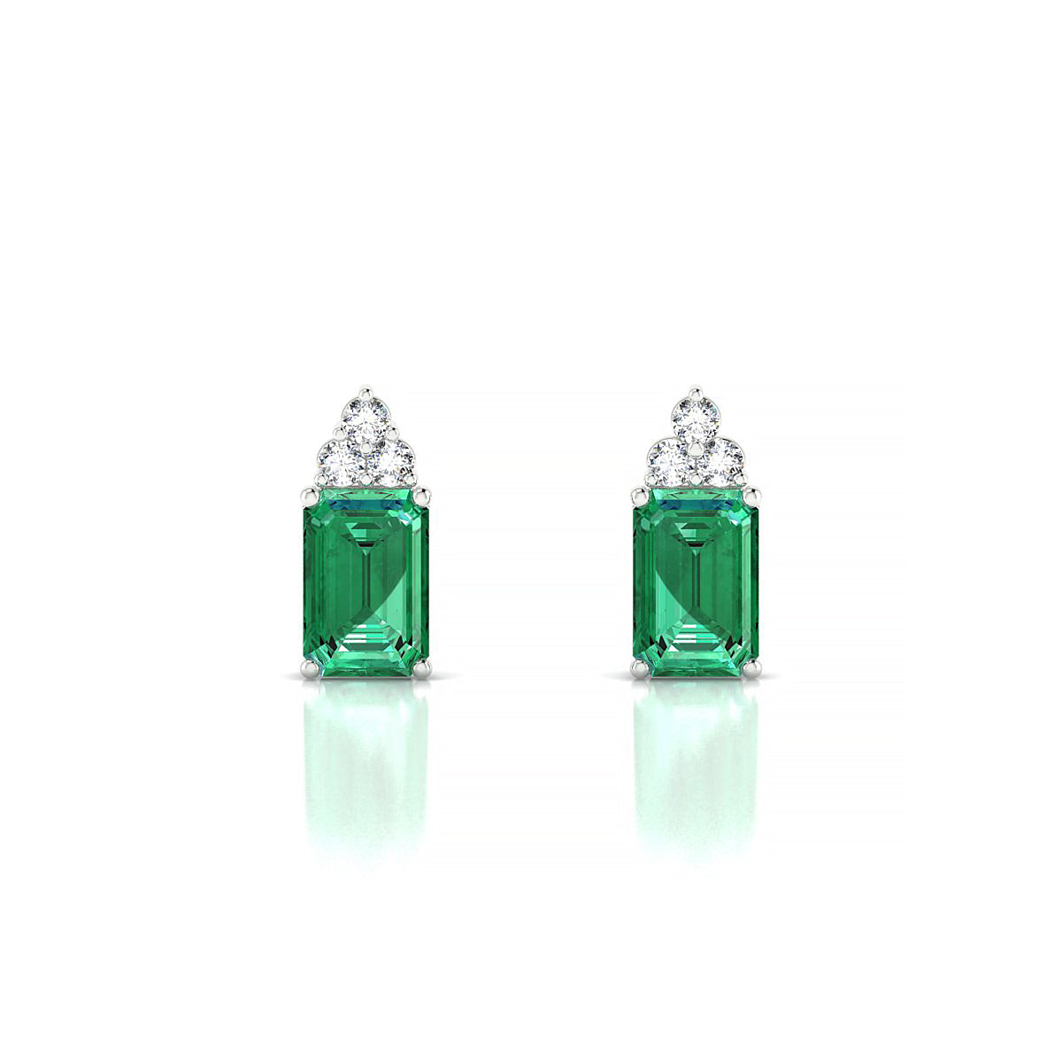 Mirage | 18k White Gold 6 x 4 mm Emerald Emerald Earrings