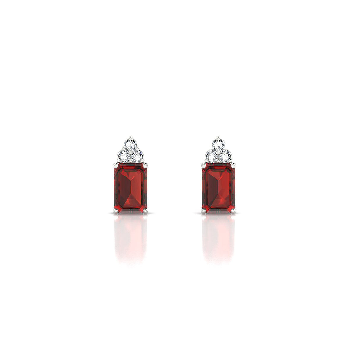 Mirage | 18k White Gold 6 x 4 mm Emerald Garnet Earrings