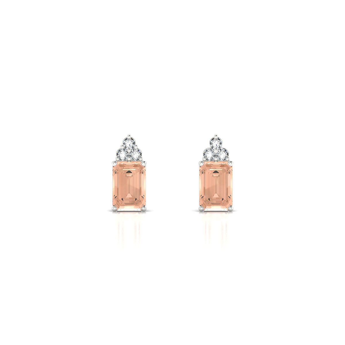 Mirage | 18k White Gold 6 x 4 mm Emerald Morganite Earrings